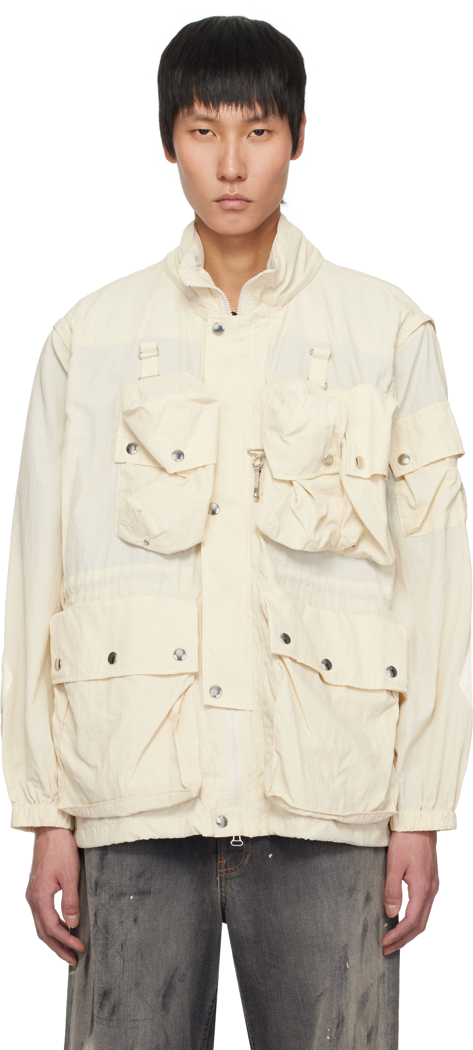 Beige Multi Pocket Jacket