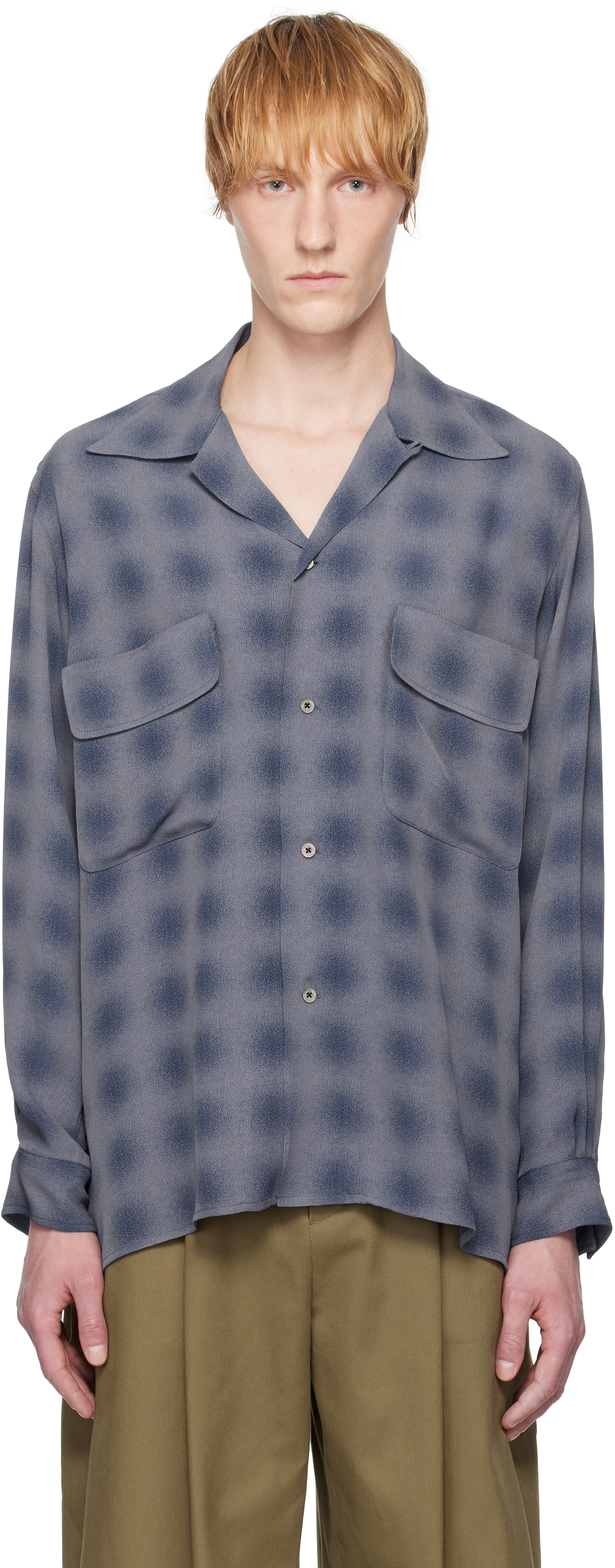 Blue & Purple Blurred Ombre Plaid Shirt