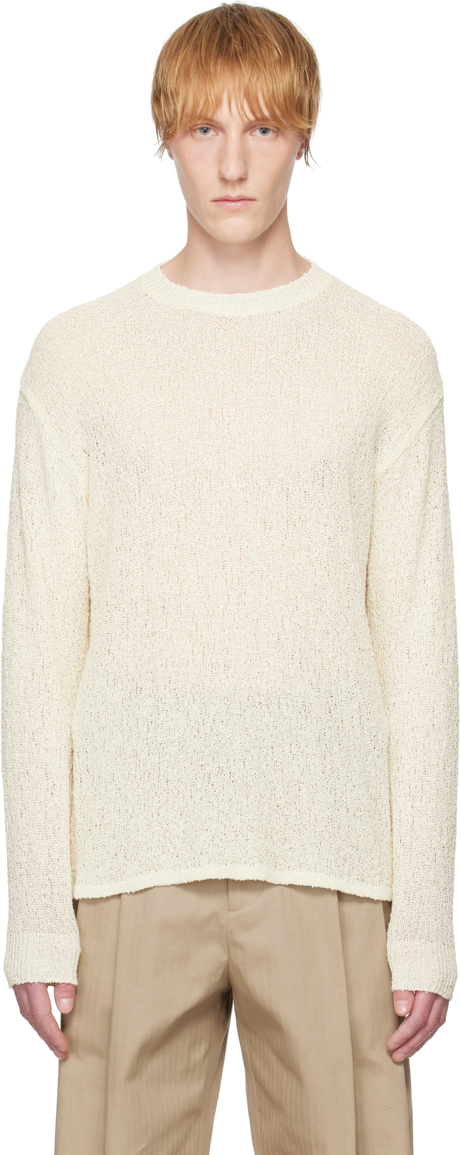 Off-White Cotton Sheer Sweater