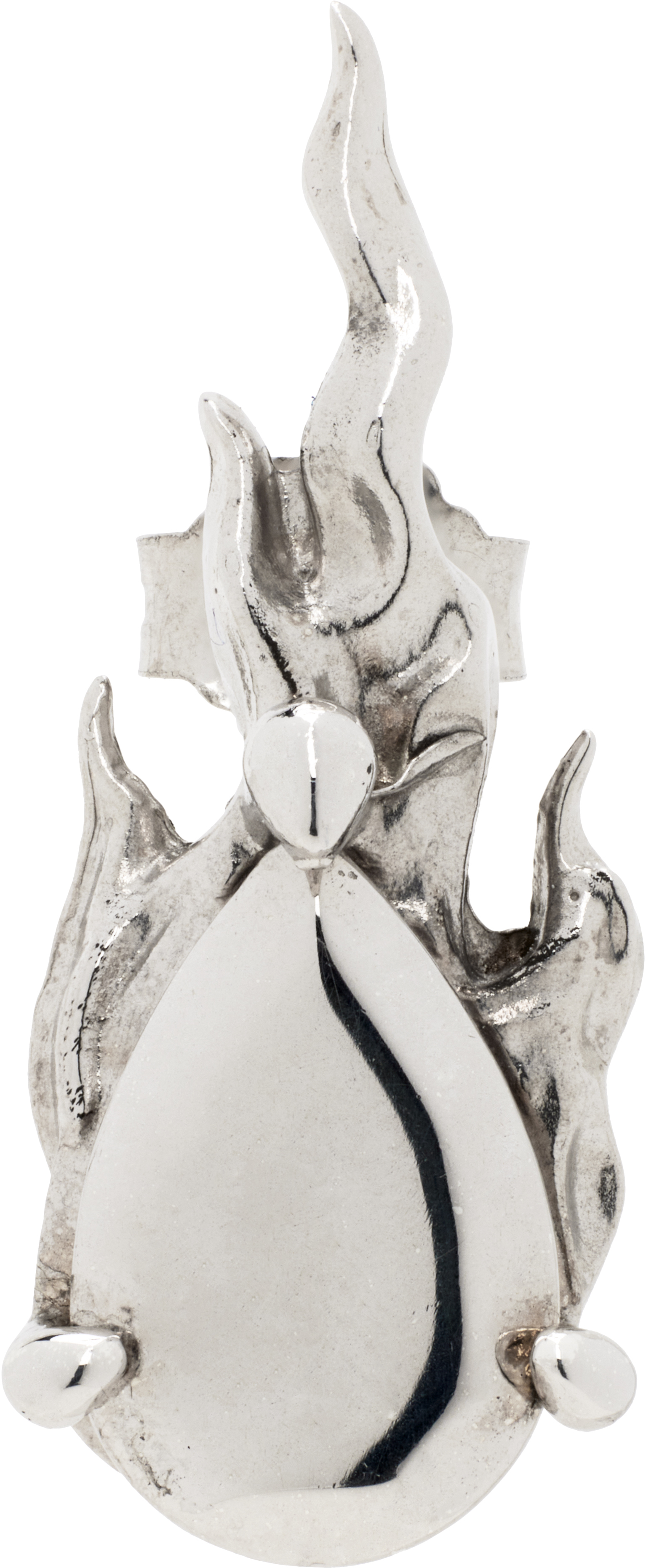 Alan Crocetti Silver Mini Hard Gem In Heart Single Earring In Rhodium Vermeil