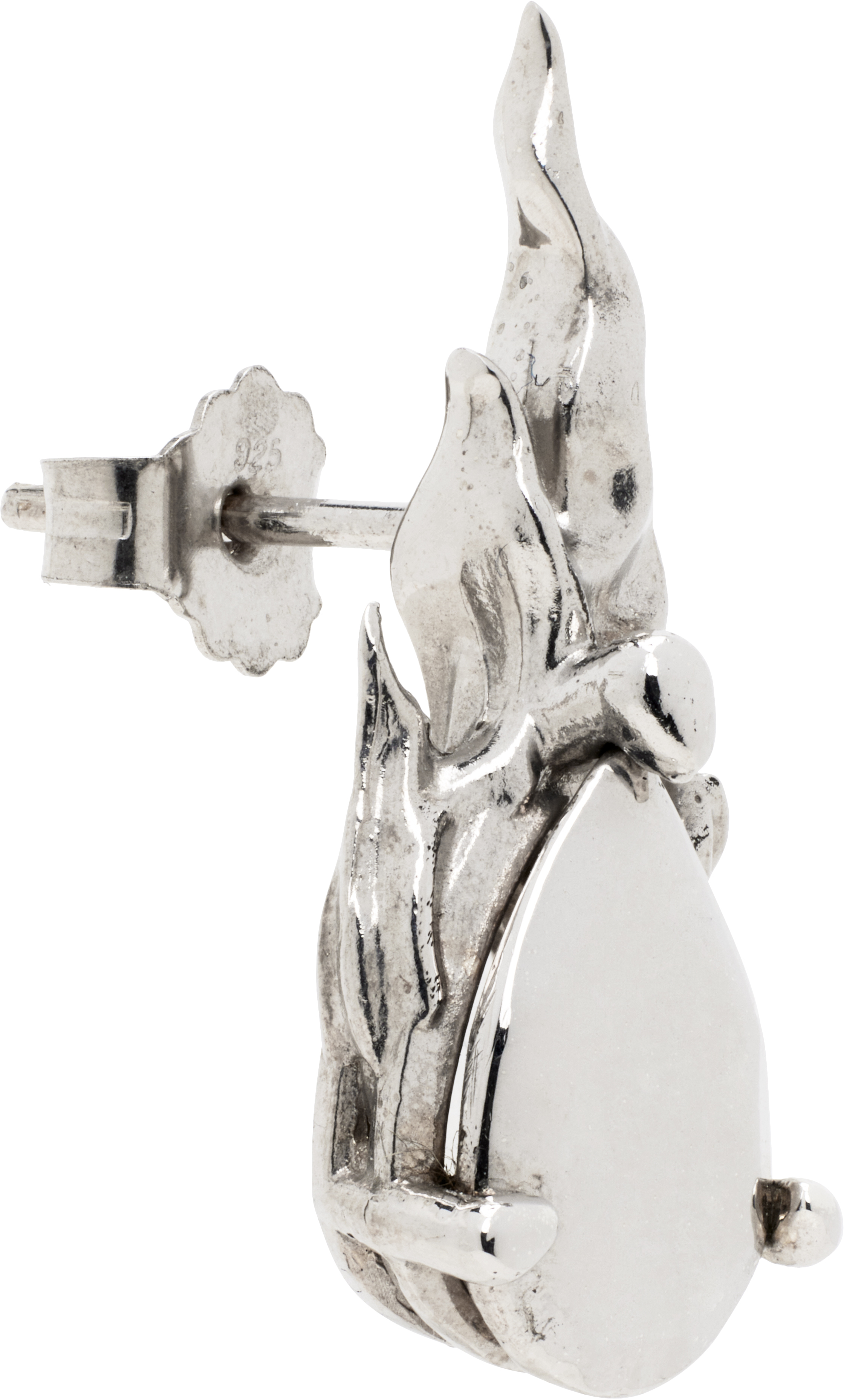 Alan Crocetti Silver Mini Hard Gem In Heart Single Earring In Rhodium Vermeil