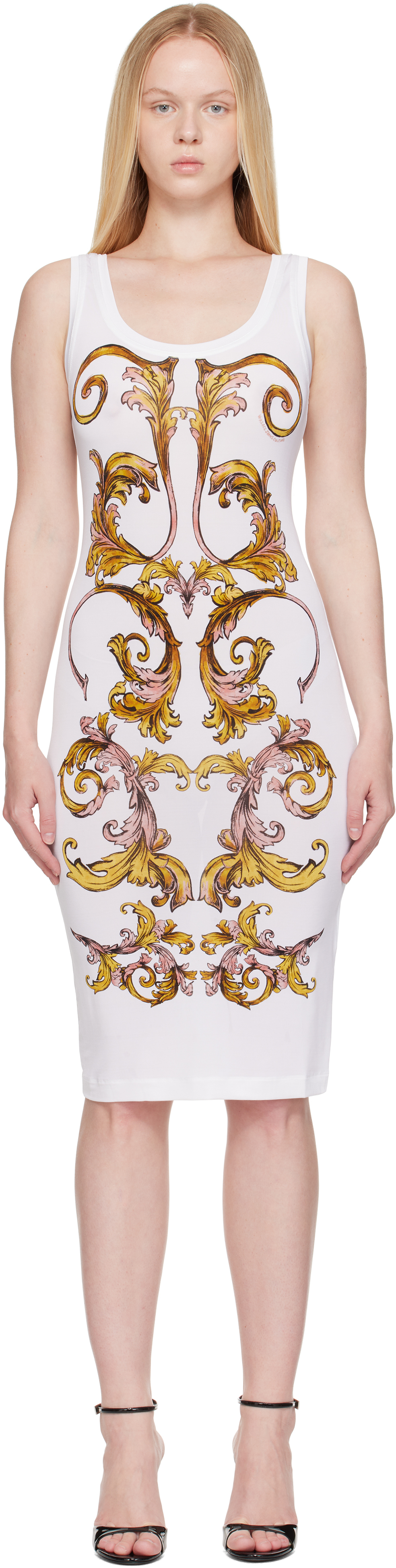 VERSACE JEANS COUTURE バロッコ タイトワンピース ドレス Baroque Buckle Midi Dress Black,Print | VERSACE US