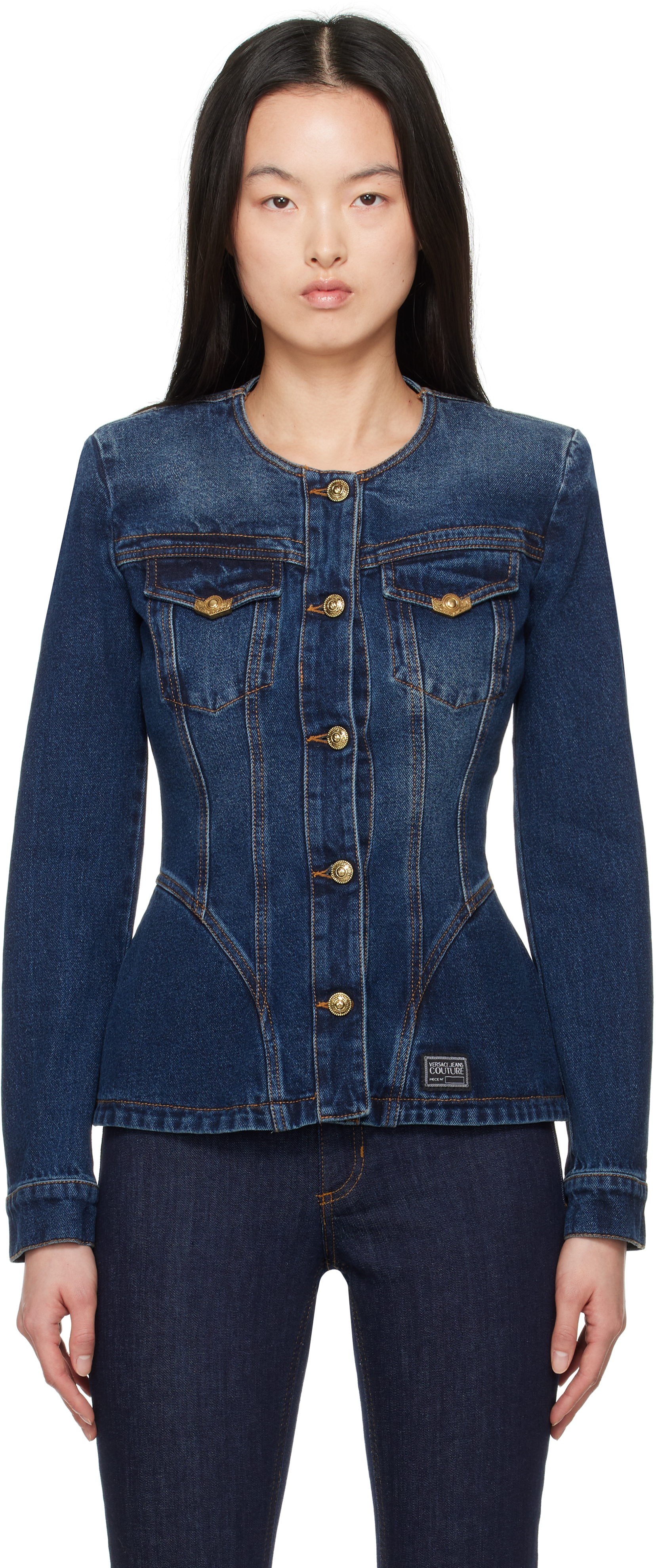 ジャケット・アウター VERSACE JEANS COUTURE DENIM JACKET Versace Jeans Couture Vintage Denim Jacket with rhinestones