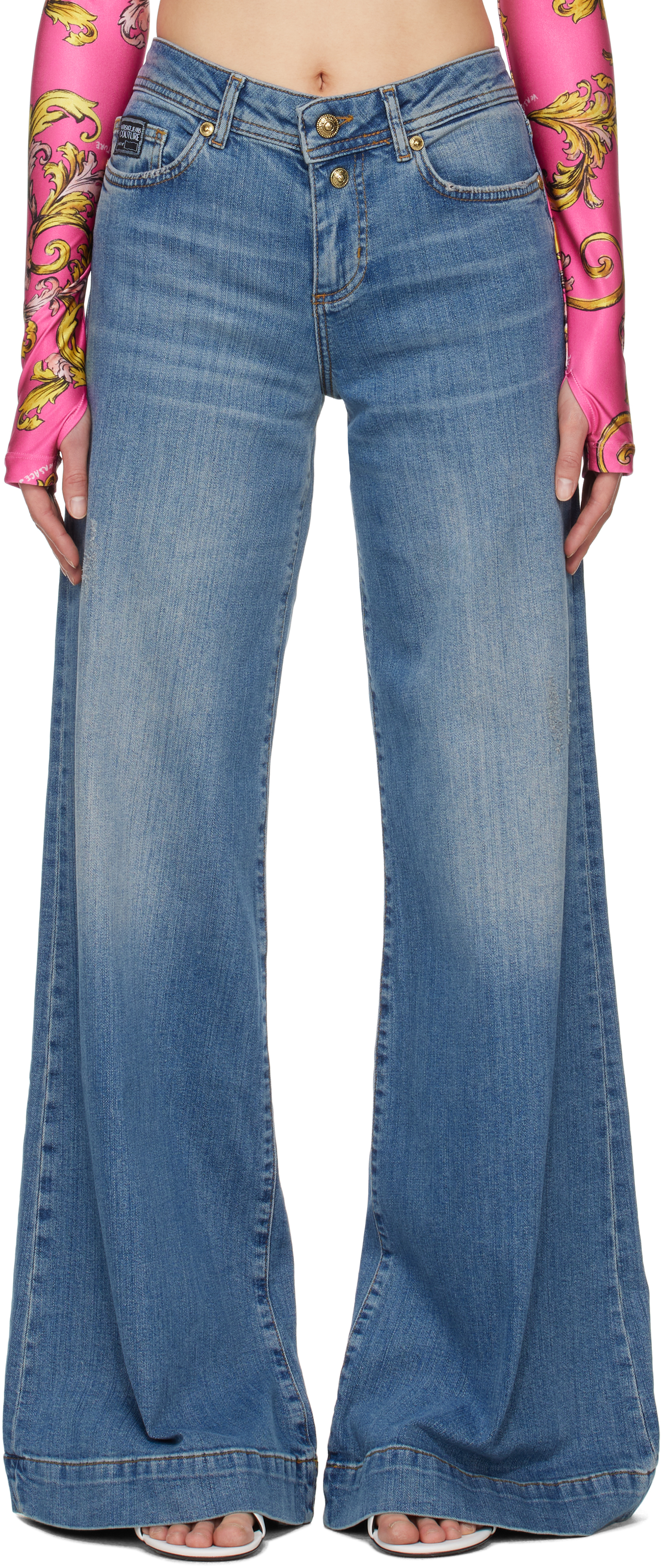 【関税＆送料込み】Versace Flared Jeans Flared Jeans Blue | VERSACE US