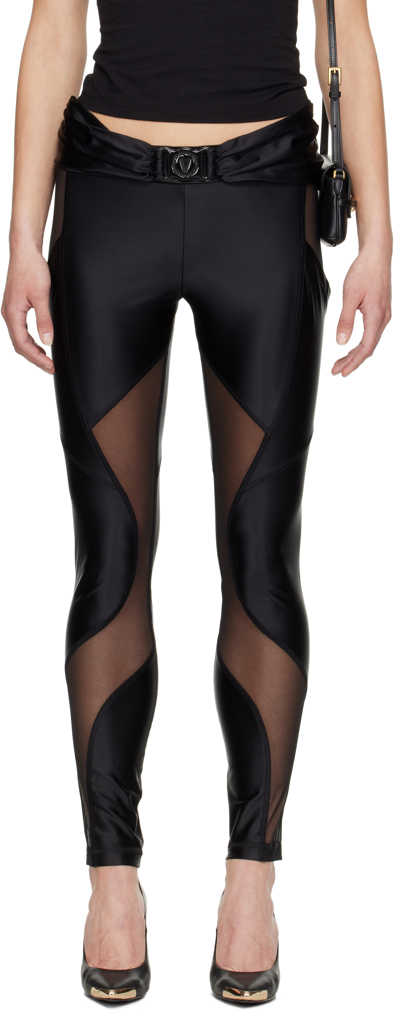 Black V-Emblem Leggings