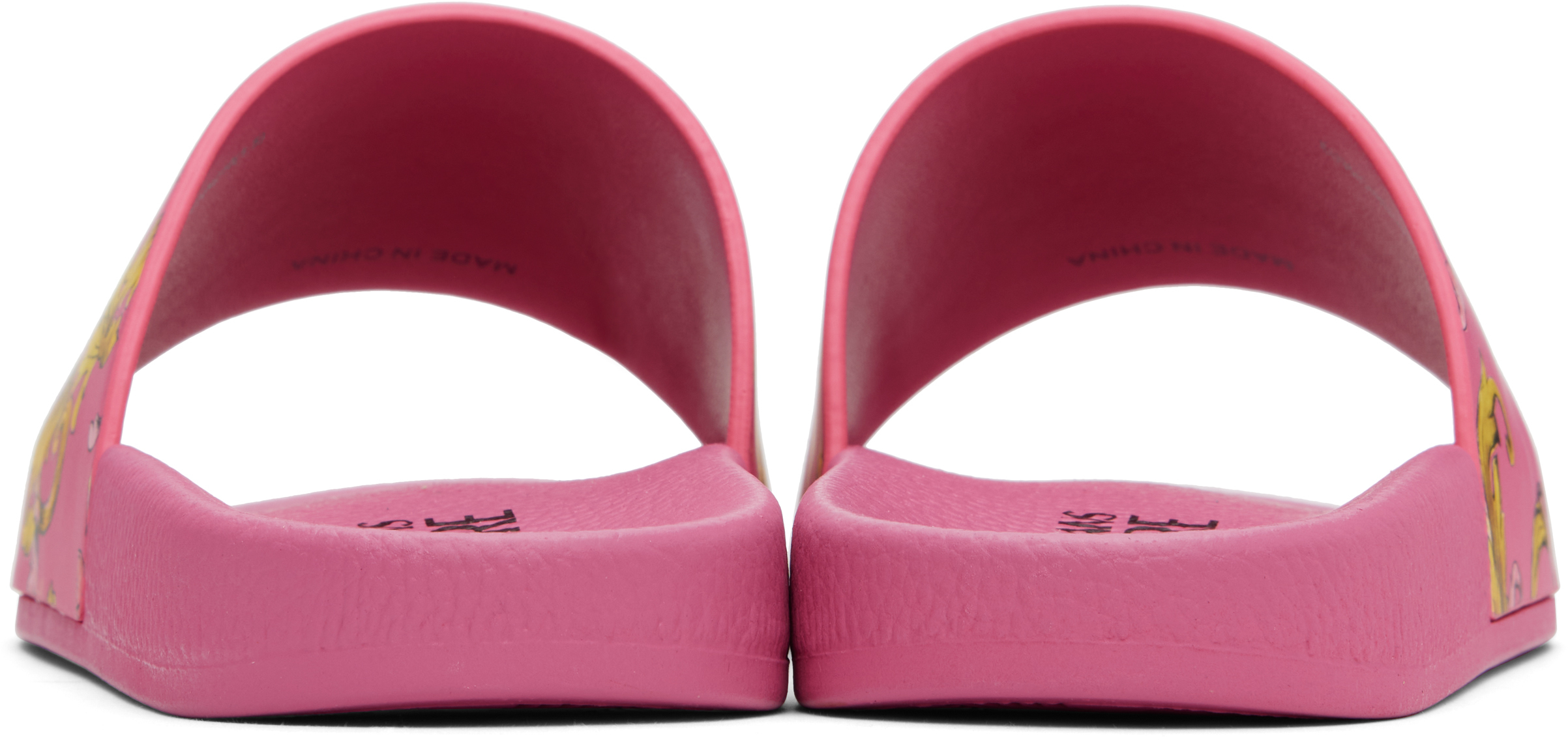 Shop Versace Jeans Couture Pink Outline Barocco Pool Slides In Er54 Flamingo/gold