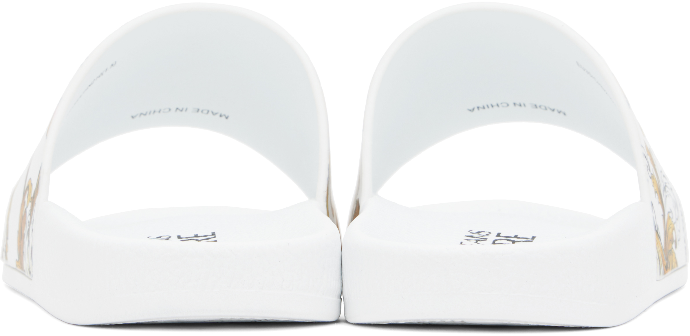 VERSACE JEANS COUTURE WHITE OUTLINE BAROCCO POOL SLIDES