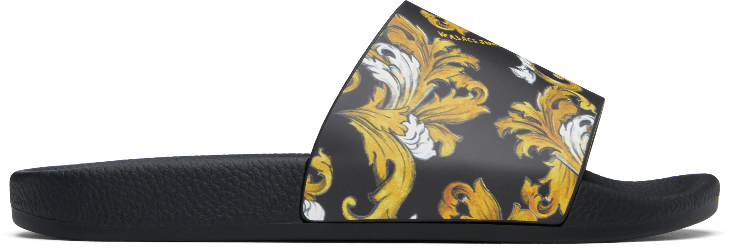 VERSACE JEANS COUTURE BLACK OUTLINE BAROCCO POOL SLIDES