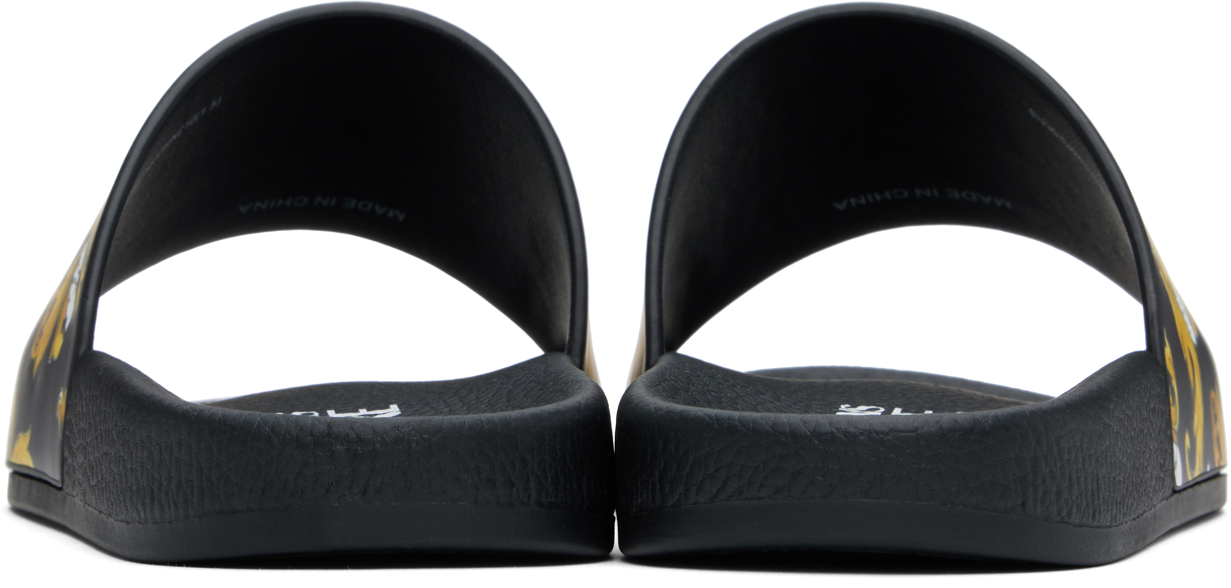 VERSACE JEANS COUTURE BLACK OUTLINE BAROCCO POOL SLIDES