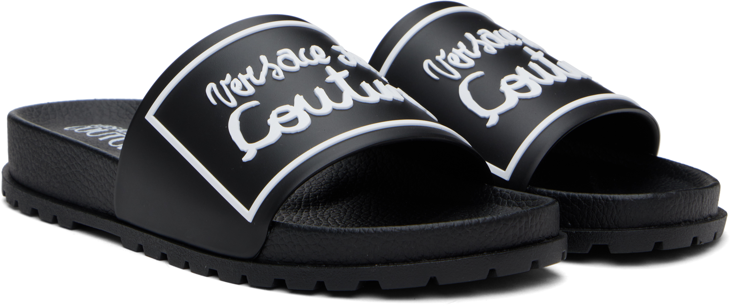 Versace Jeans Couture Black Logo Shelly Pool Slides In E899 Black