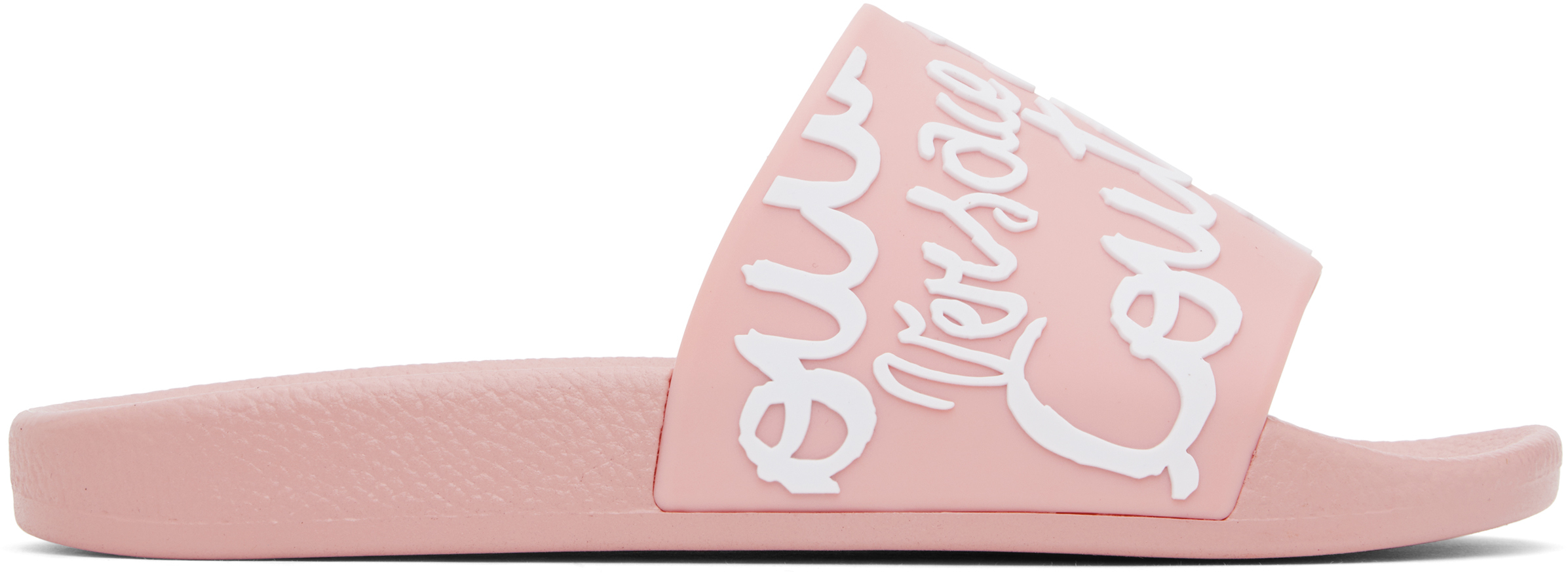 VERSACE JEANS COUTURE PINK LOGO SHELLY POOL SLIDES
