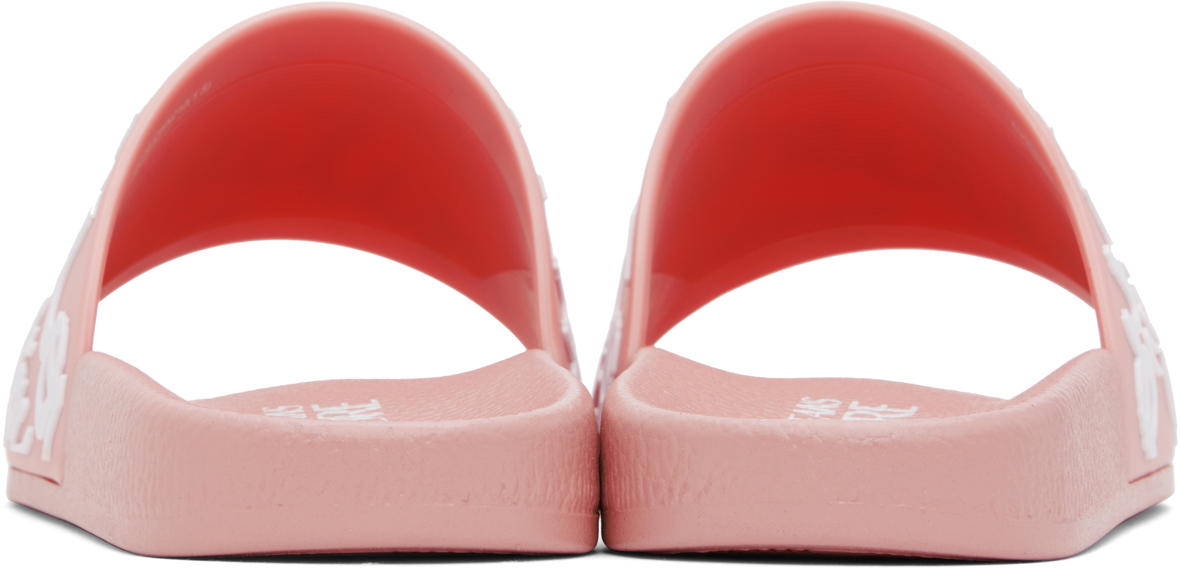VERSACE JEANS COUTURE PINK LOGO SHELLY POOL SLIDES