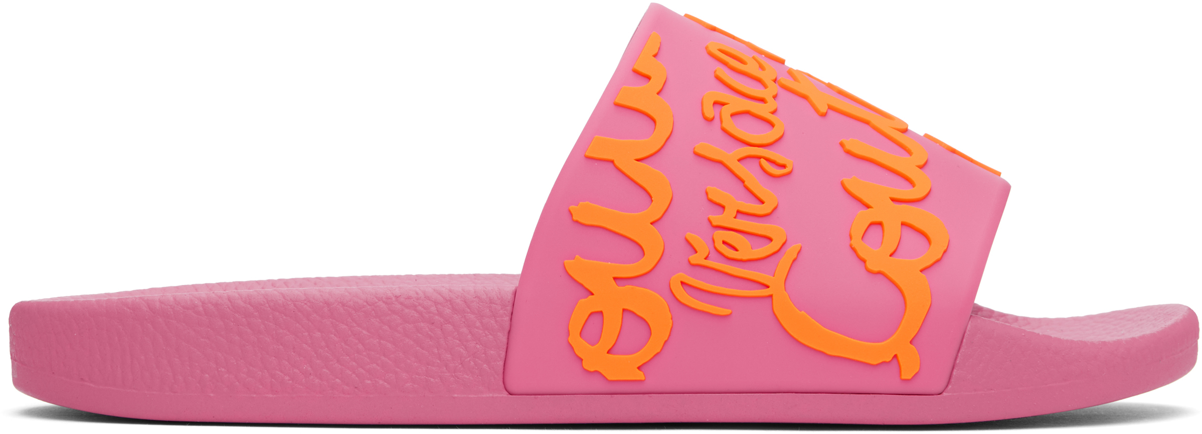VERSACE JEANS COUTURE PINK LOGO SHELLY POOL SLIDES