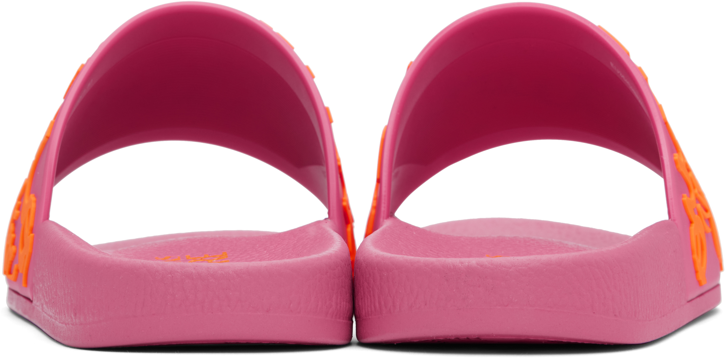 VERSACE JEANS COUTURE PINK LOGO SHELLY POOL SLIDES
