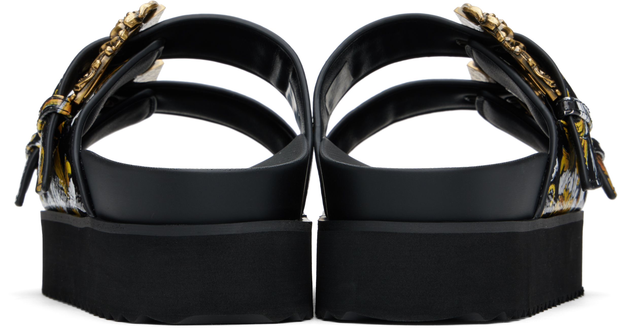 VERSACE JEANS COUTURE BLACK OUTLINE BAROCCO ARIZONA SANDALS