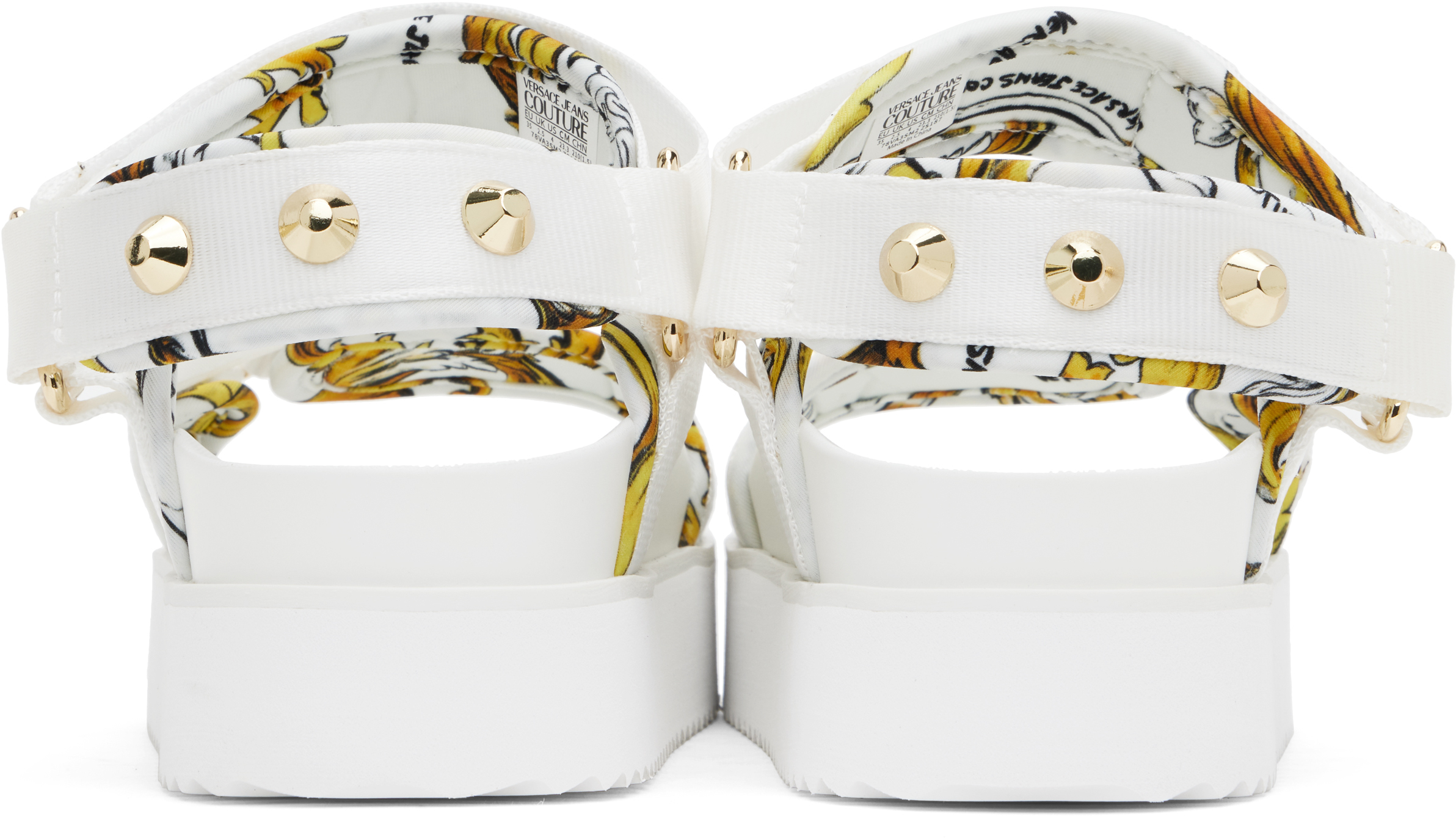 Shop Versace Jeans Couture White Beach Sandals In Eg03 White/gold