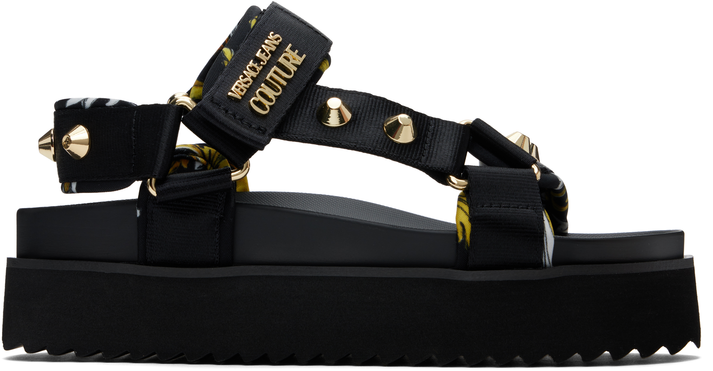 VERSACE JEANS COUTURE BLACK BEACH SANDALS