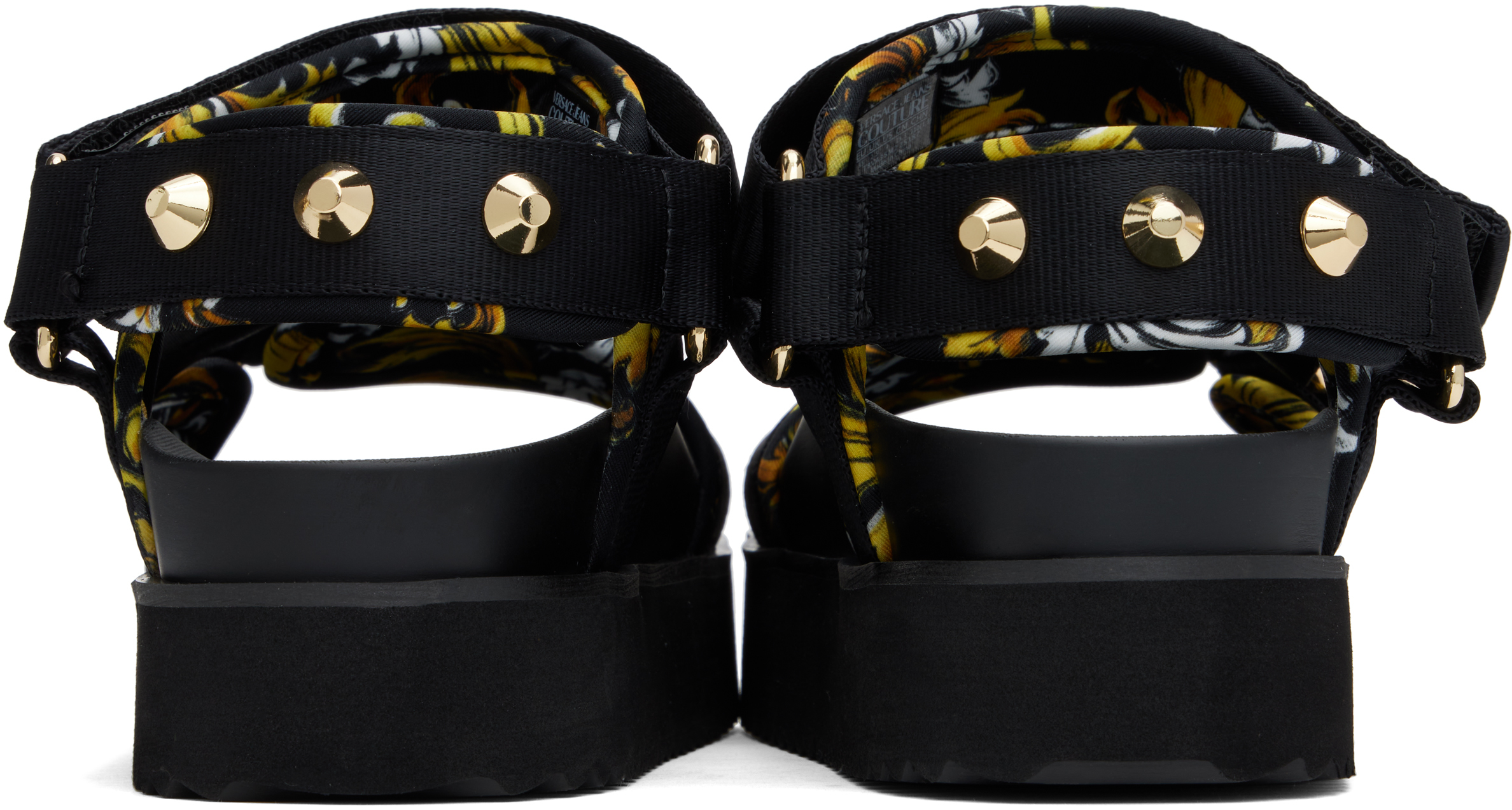 VERSACE JEANS COUTURE BLACK BEACH SANDALS