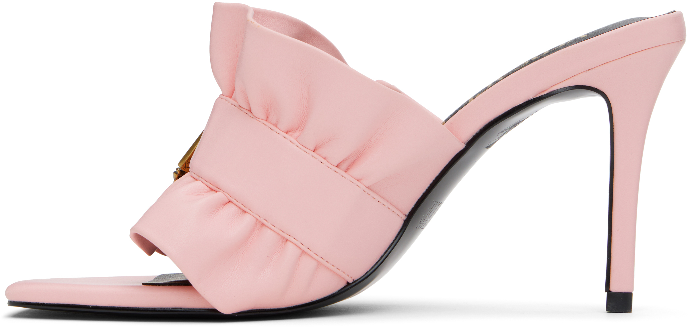 Versace Jeans Couture Pink Baroque Buckle Emily Mules In E489 Peony