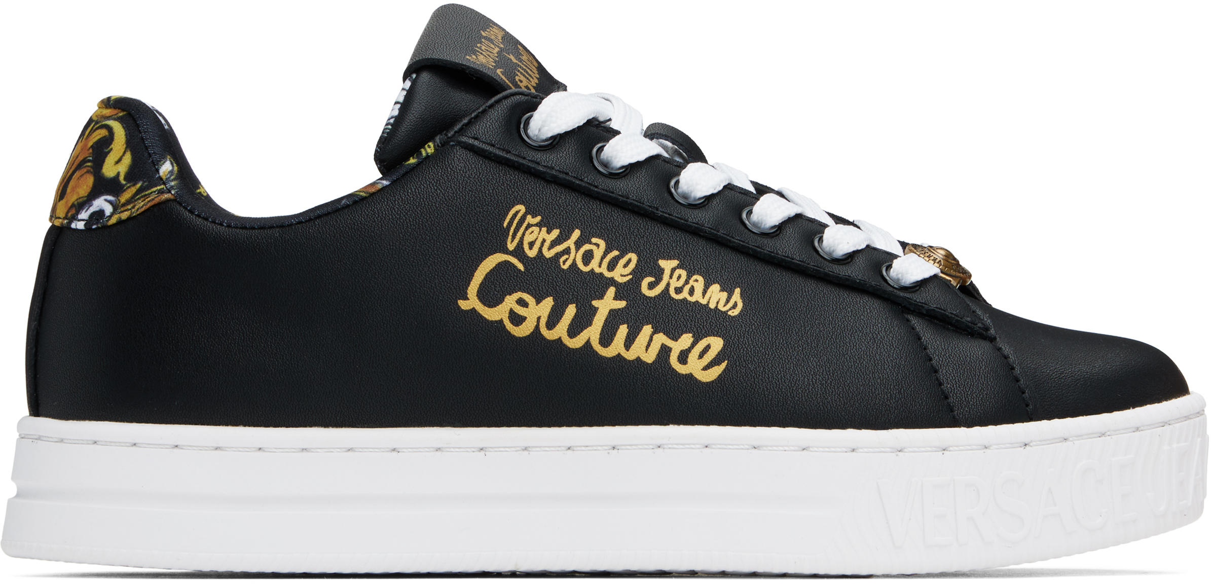 VERSACE JEANS COUTURE BLACK FONDO COURT 88 SNEAKERS