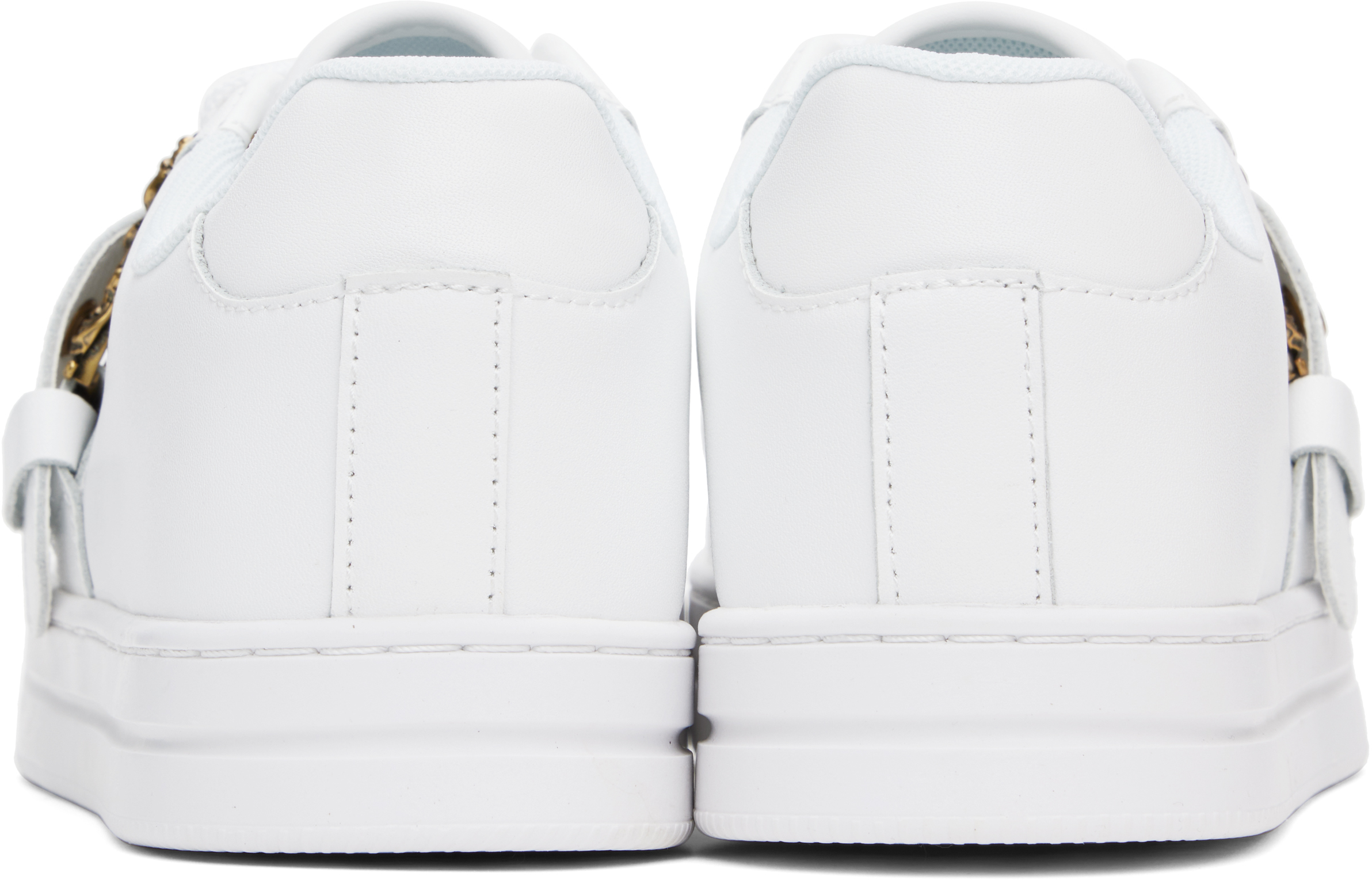 Shop Versace Jeans Couture White Baroque Buckle Court 88 Sneakers In E003 White