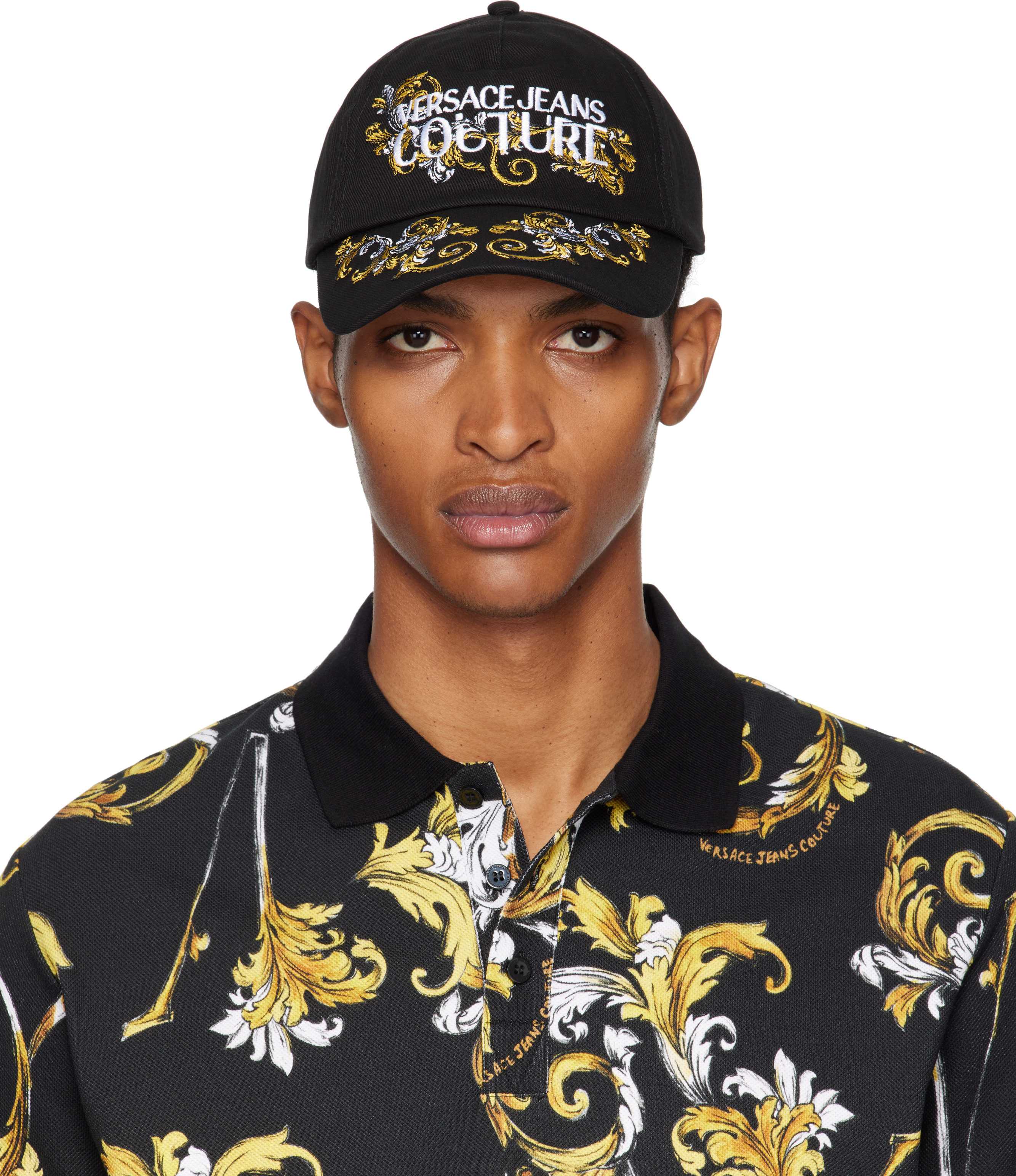 VERSACE ブラックキャップ Black Baseball Cap by Versace Jeans Couture on Sale