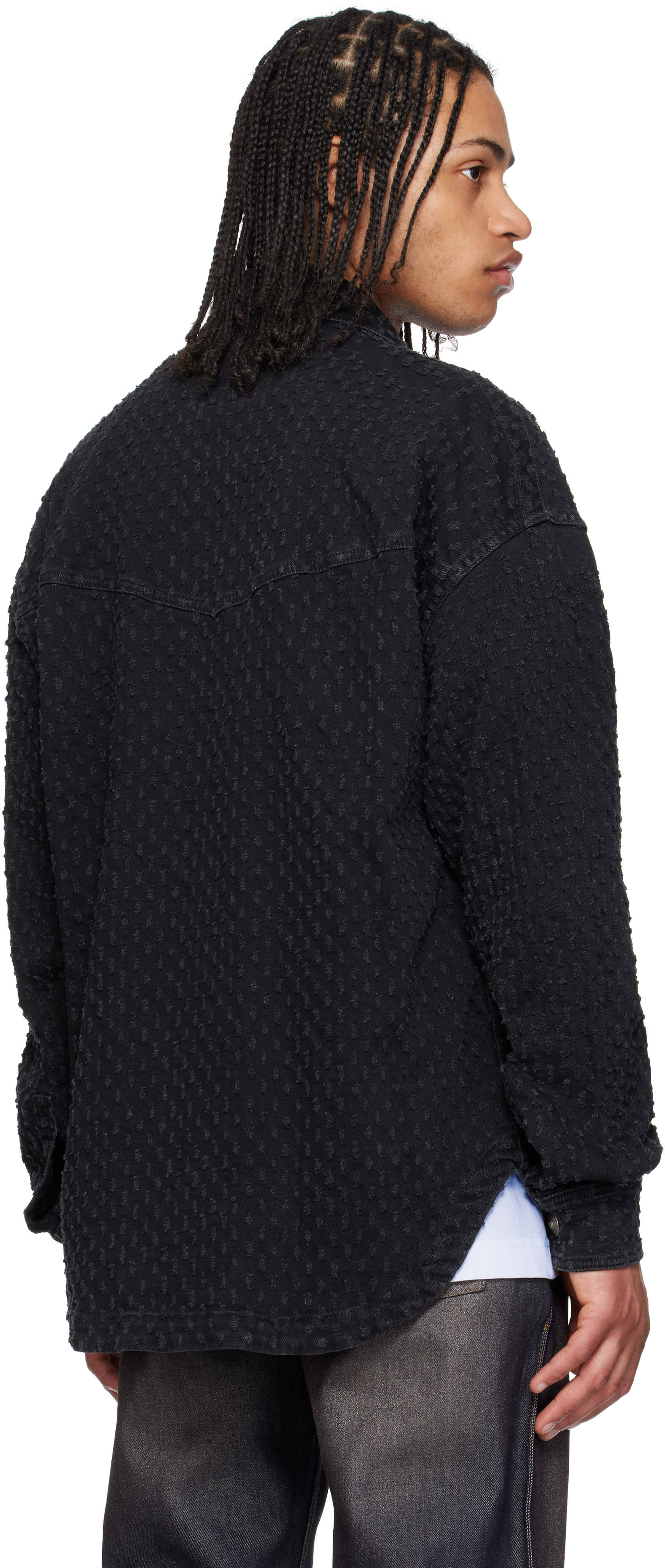 VERSACE JEANS COUTURE BLACK BOUCLÉ DENIM JACKET 