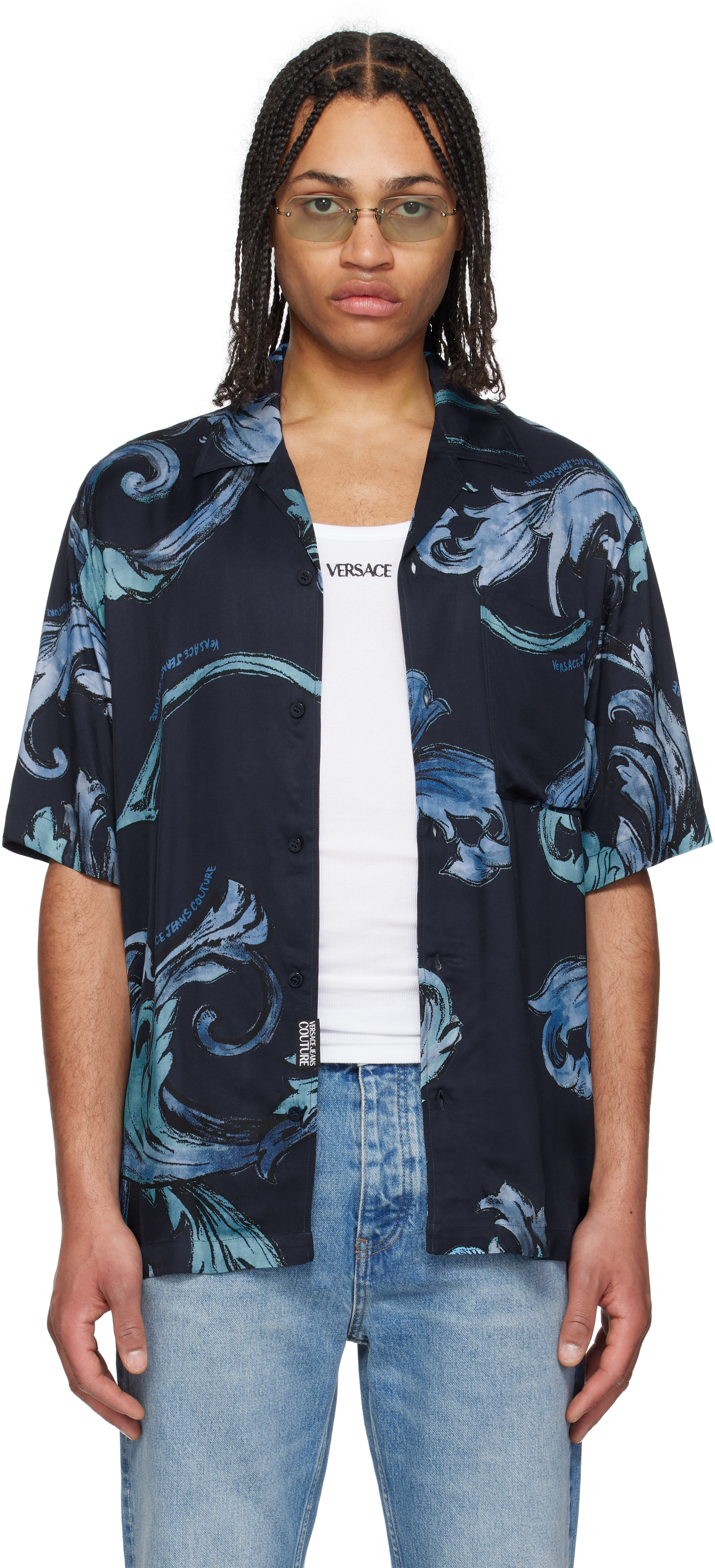 Blue Outline Barocco Shirt