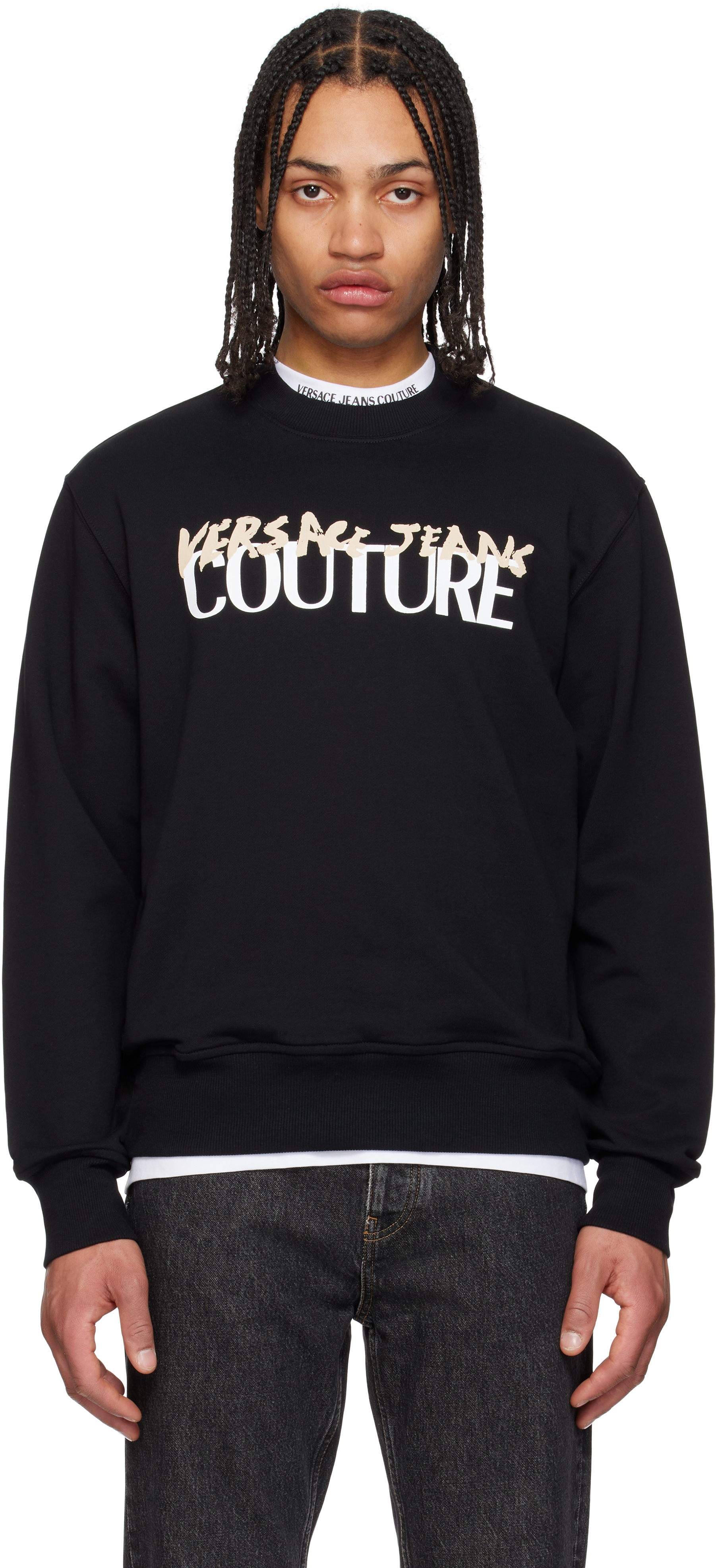 VERSACE JEANS COUTURE BLACK LOGO SWEATSHIRT 