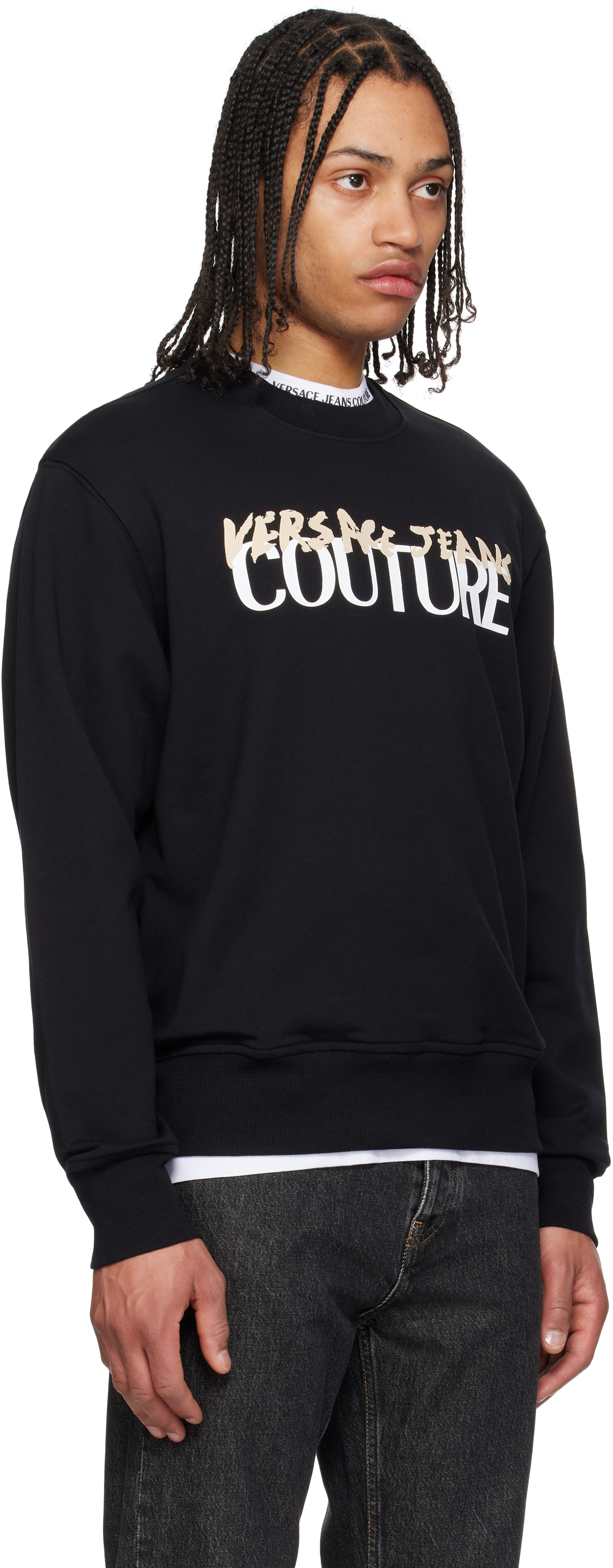 VERSACE JEANS COUTURE BLACK LOGO SWEATSHIRT 