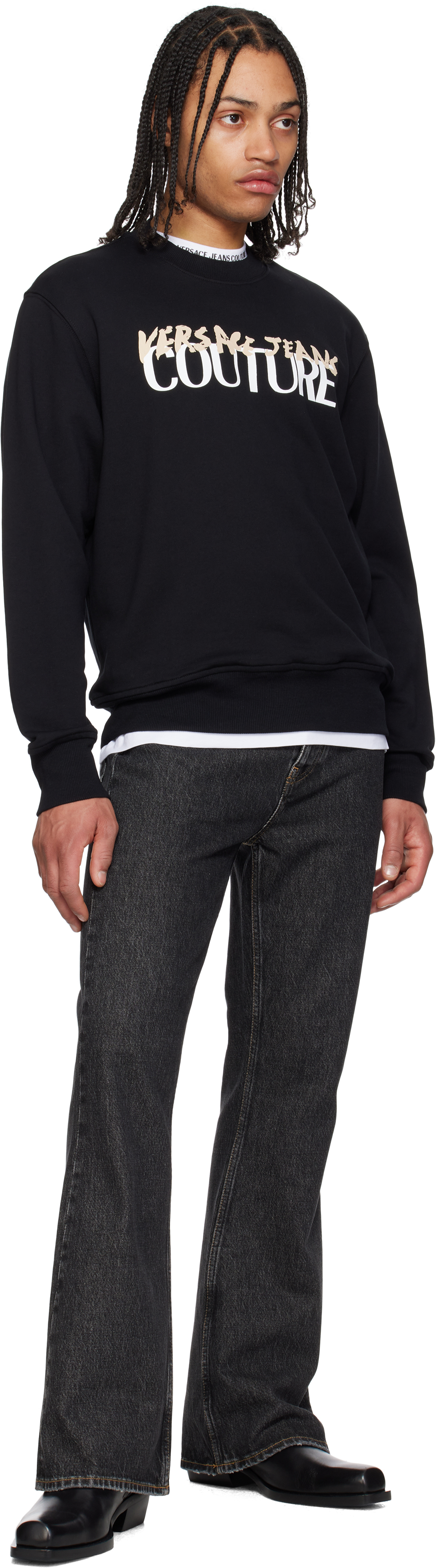 VERSACE JEANS COUTURE BLACK LOGO SWEATSHIRT 
