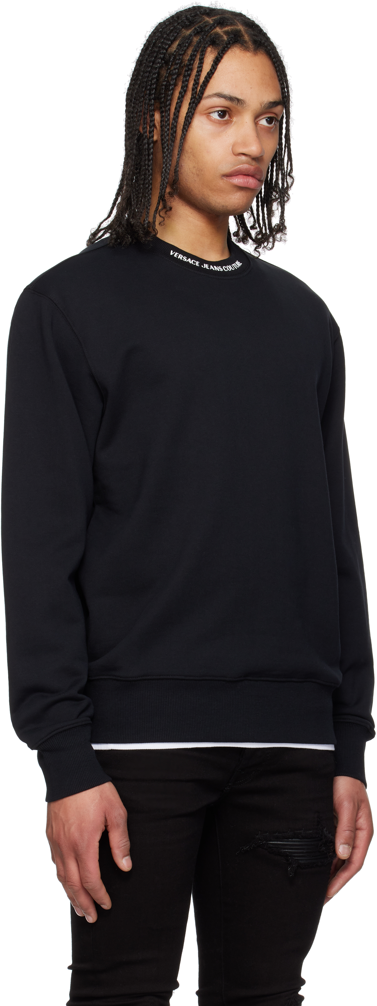 VERSACE JEANS COUTURE BLACK LOGO COLLAR SWEATSHIRT