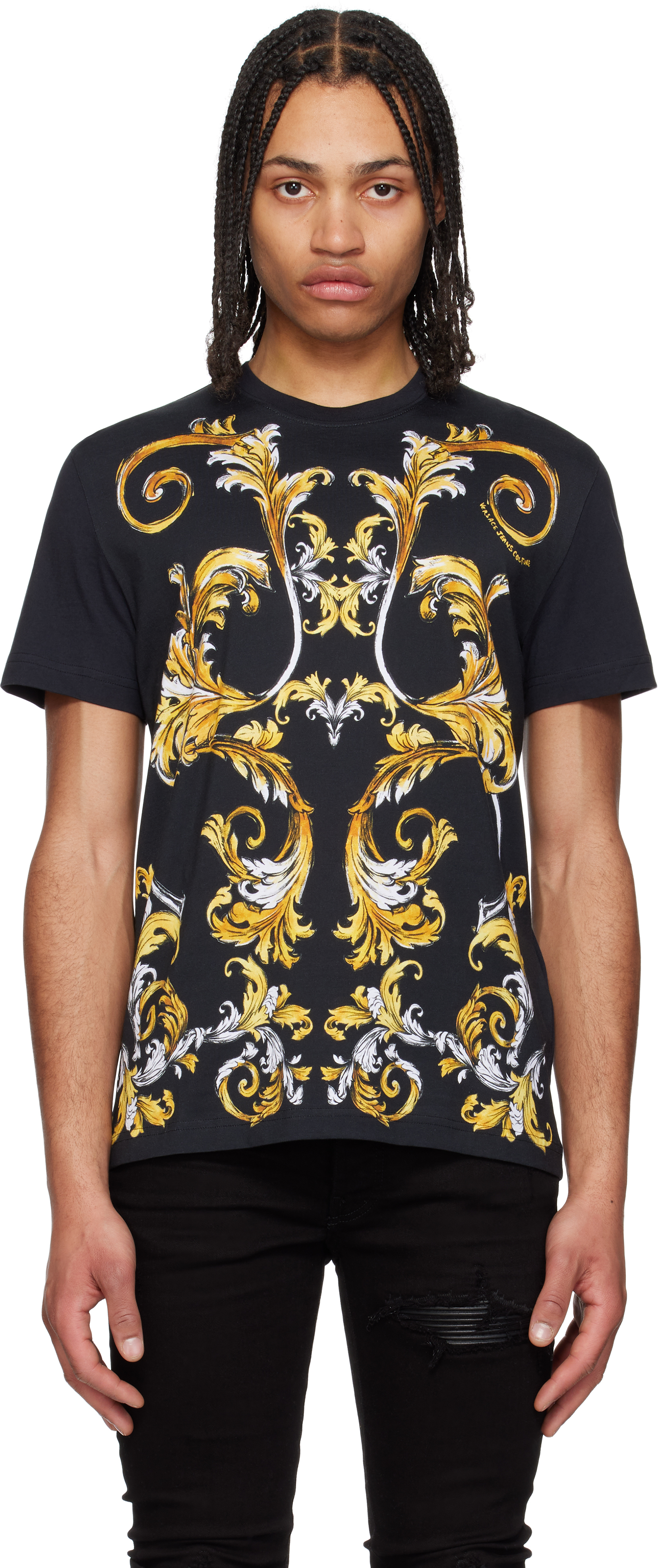 Versace Jeans Coutureのブラック アウトライン バロッコ T
