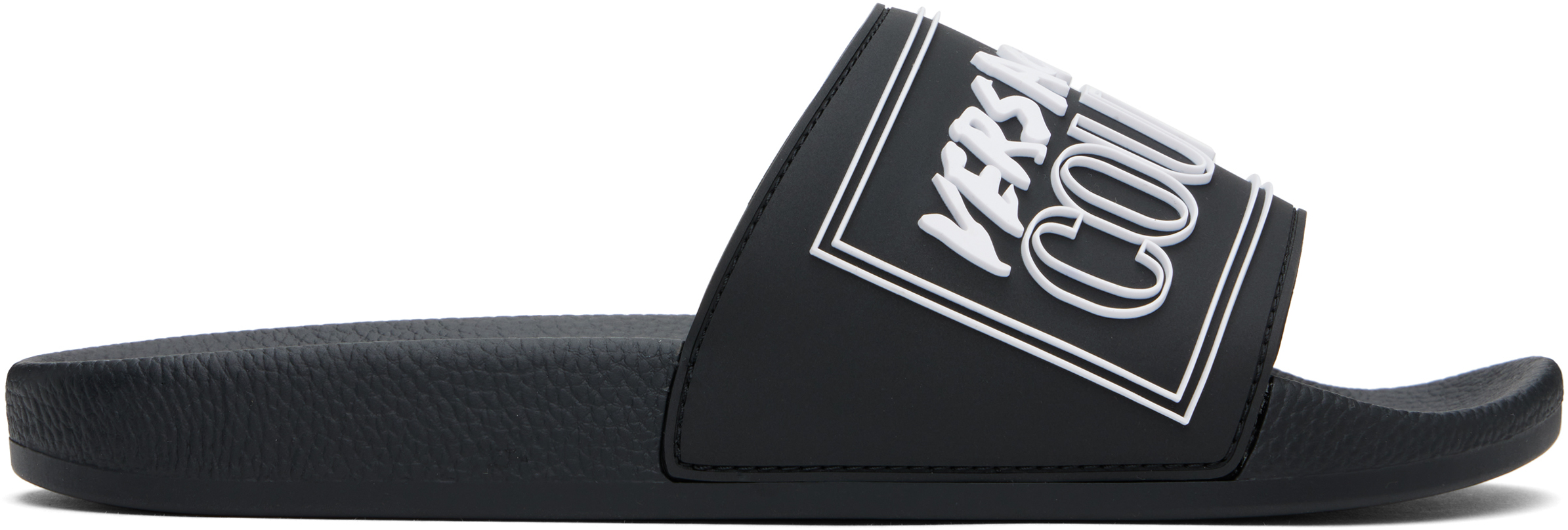 ★Versace Jeans Couture★ ブラック ロゴ プールスライド Versace Jeans Coutureのブラック ロゴ プールスライドがセール中