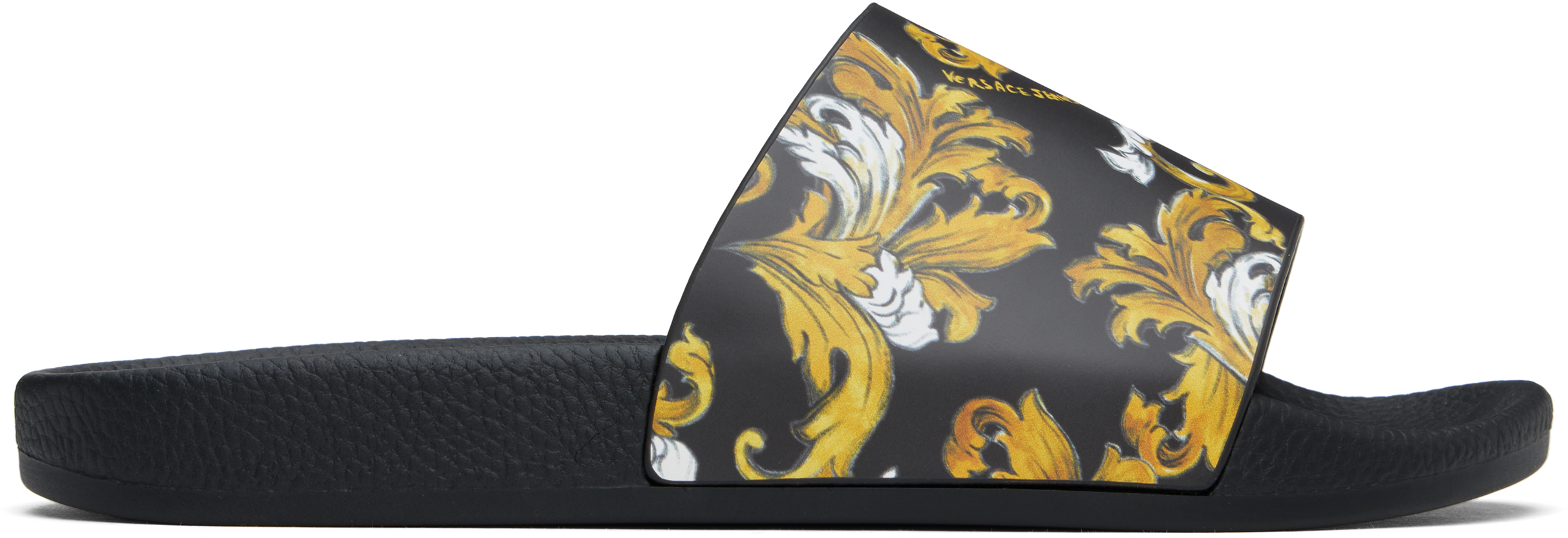 Versace Jeans Couture Chain Couture Moulded-footbed Slides In Black