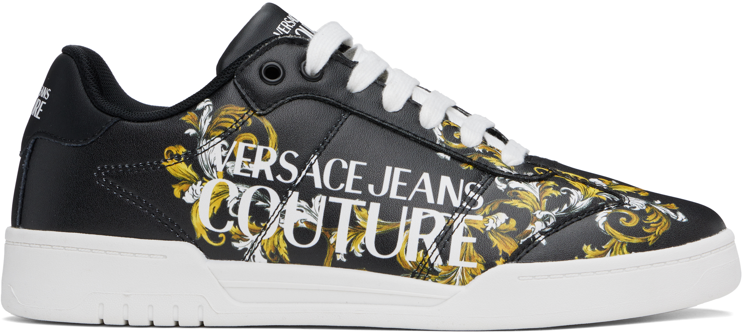VERSACE JEANS COUTURE BLACK & GOLD OUTLINE BAROCCO BROOKLYN SNEAKERS