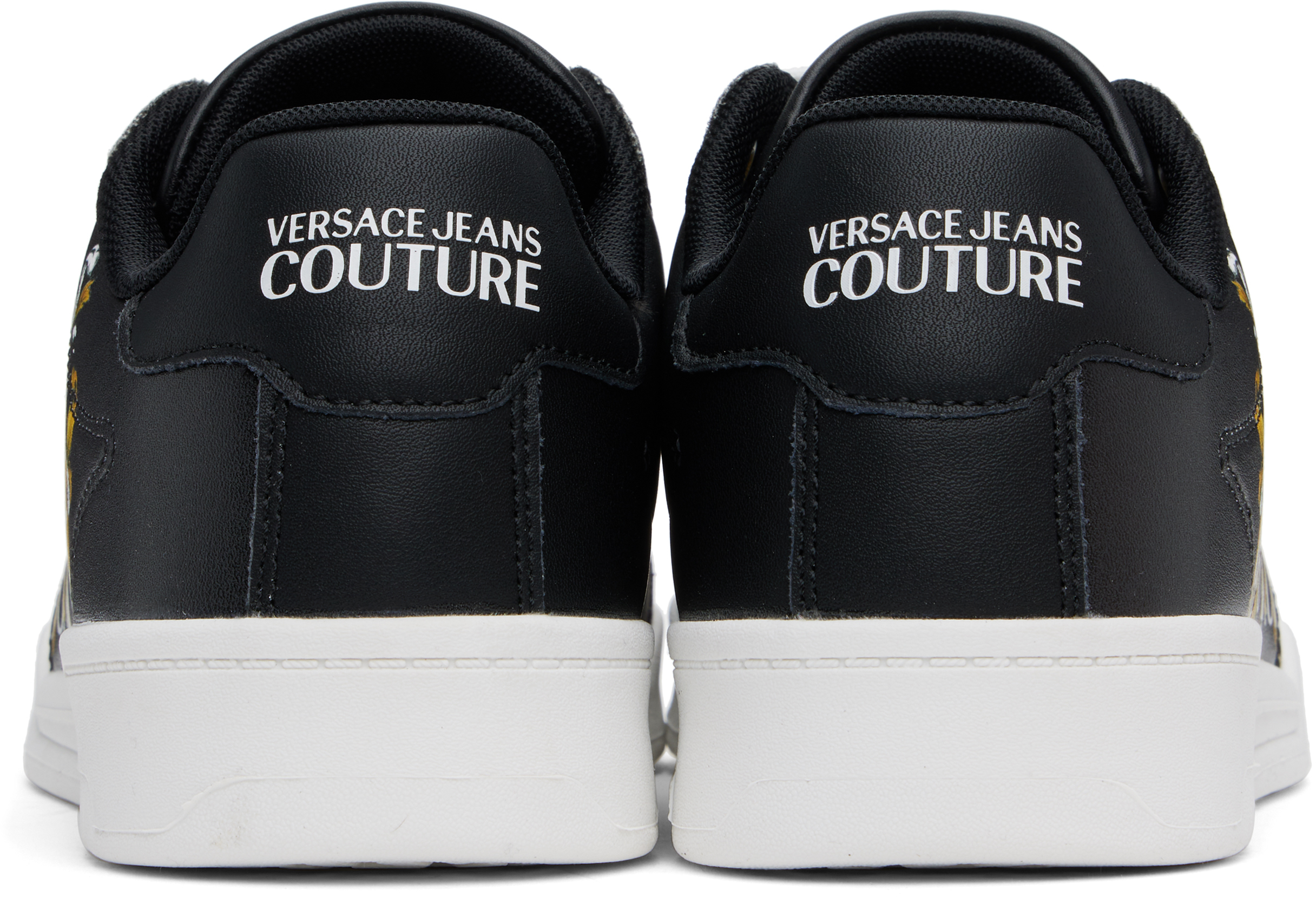 VERSACE JEANS COUTURE BLACK & GOLD OUTLINE BAROCCO BROOKLYN SNEAKERS