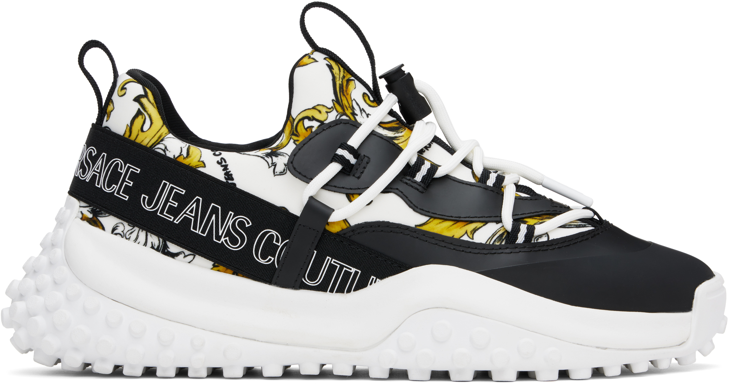 VERSACE JEANS COUTURE WHITE & BLACK OUTLINE BAROCCO HYBER SNEAKERS 