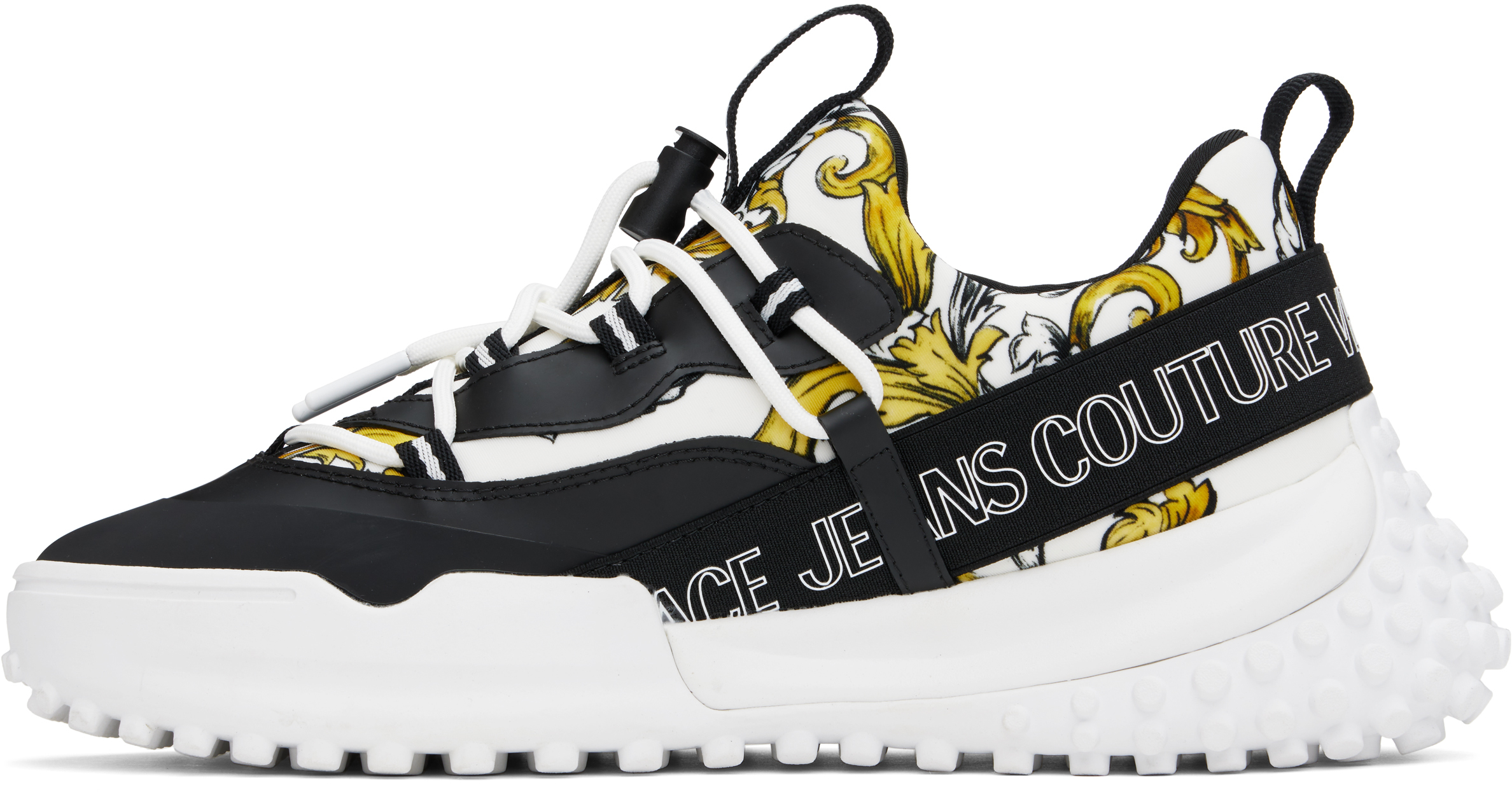 VERSACE JEANS COUTURE WHITE & BLACK OUTLINE BAROCCO HYBER SNEAKERS 