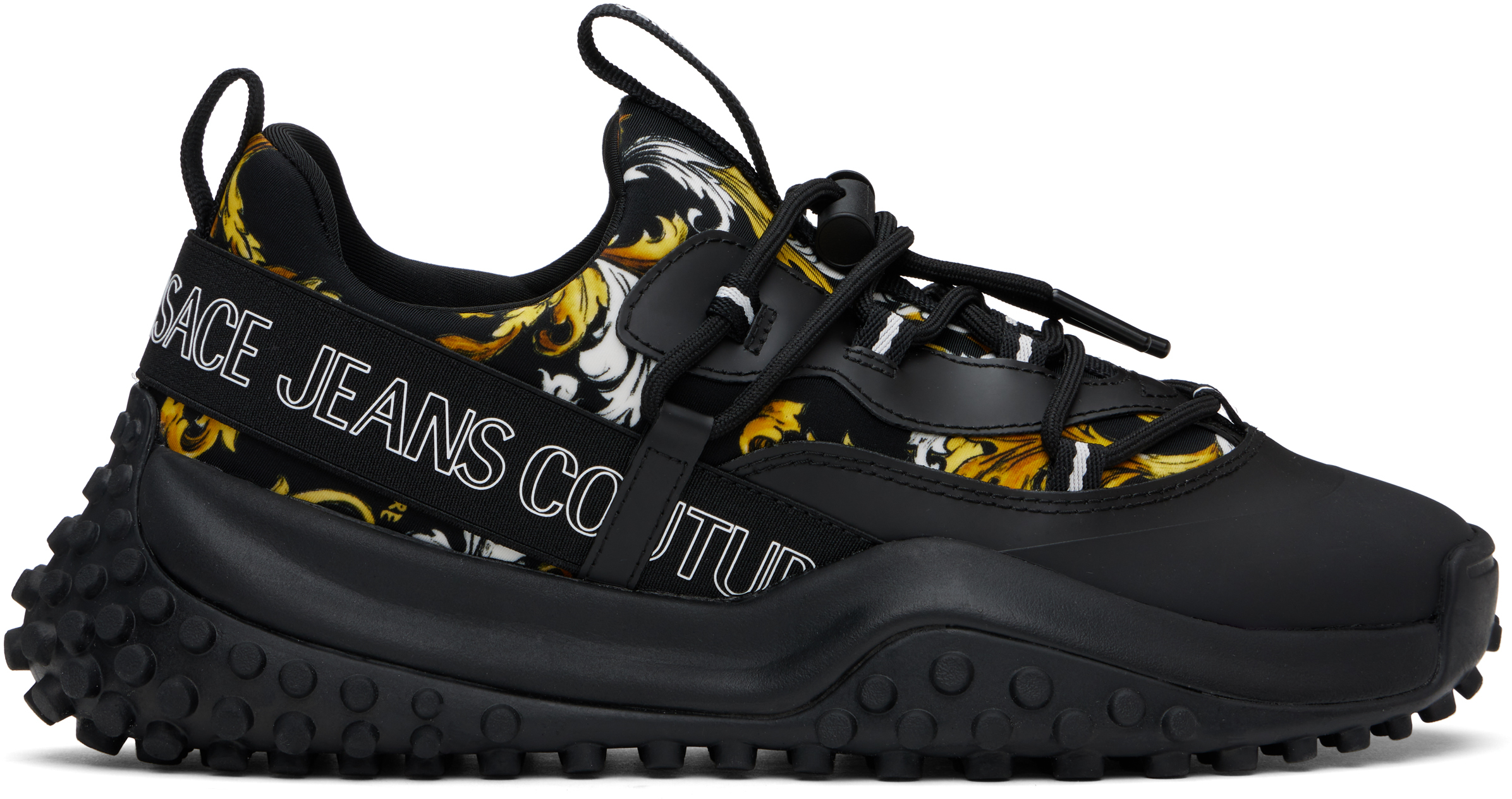 VERSACE JEANS COUTURE BLACK & GOLD OUTLINE BAROCCO HYBER SNEAKERS