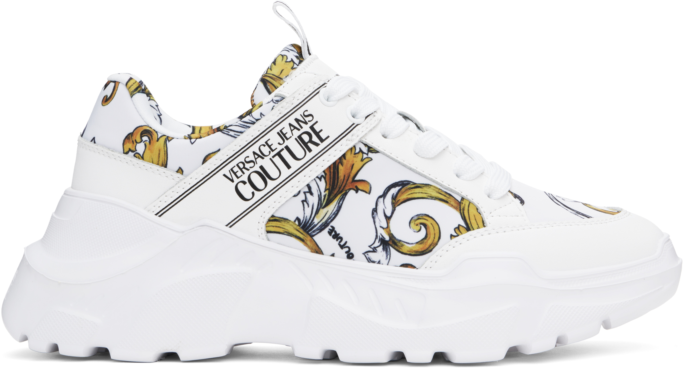 Versace Jeans Couture Speedtrack Bottom Sneaker In Eg03-white/gold