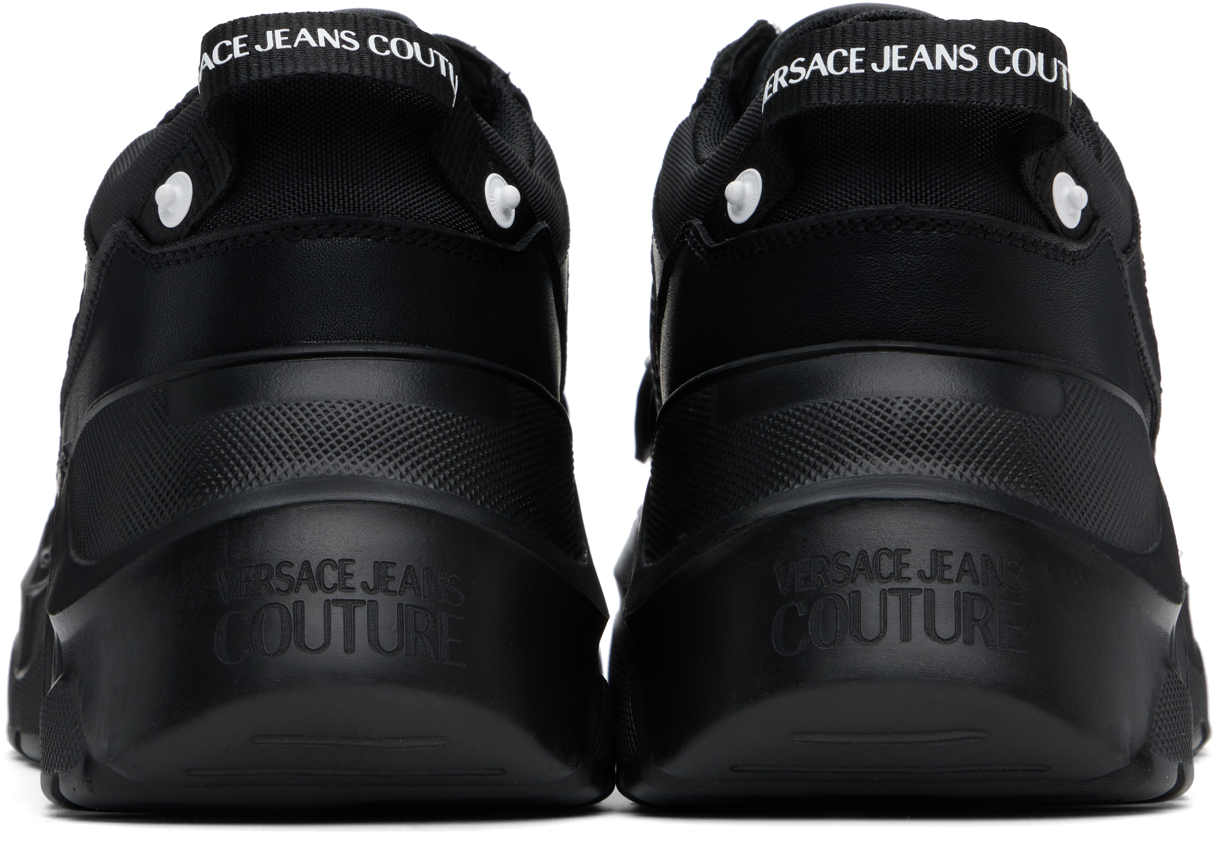 Shop Versace Jeans Couture Black Speedtrack Logo Sneakers In E899-black