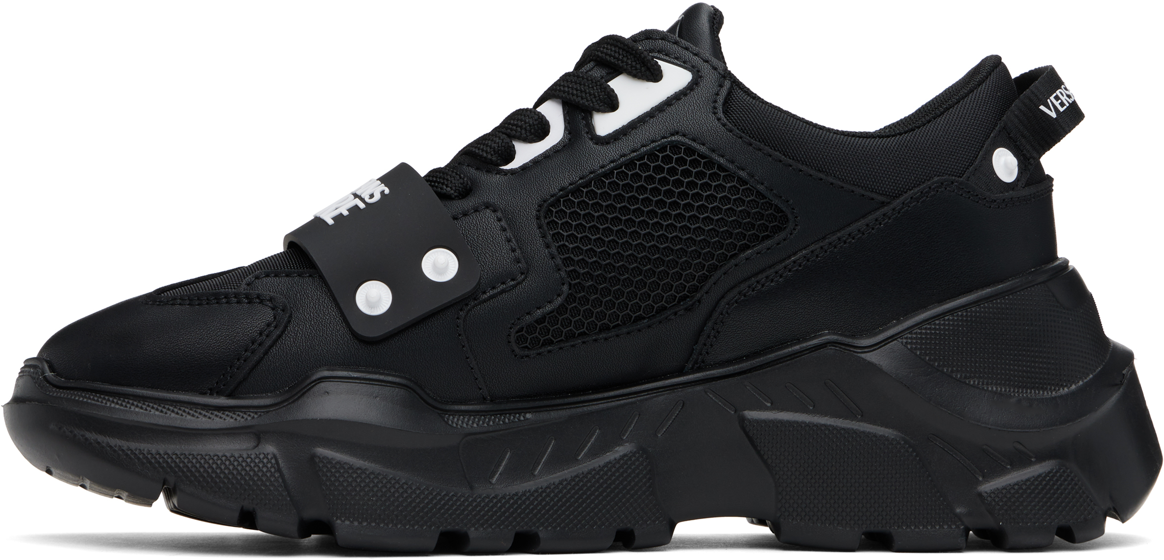 Shop Versace Jeans Couture Black Speedtrack Logo Sneakers In E899-black