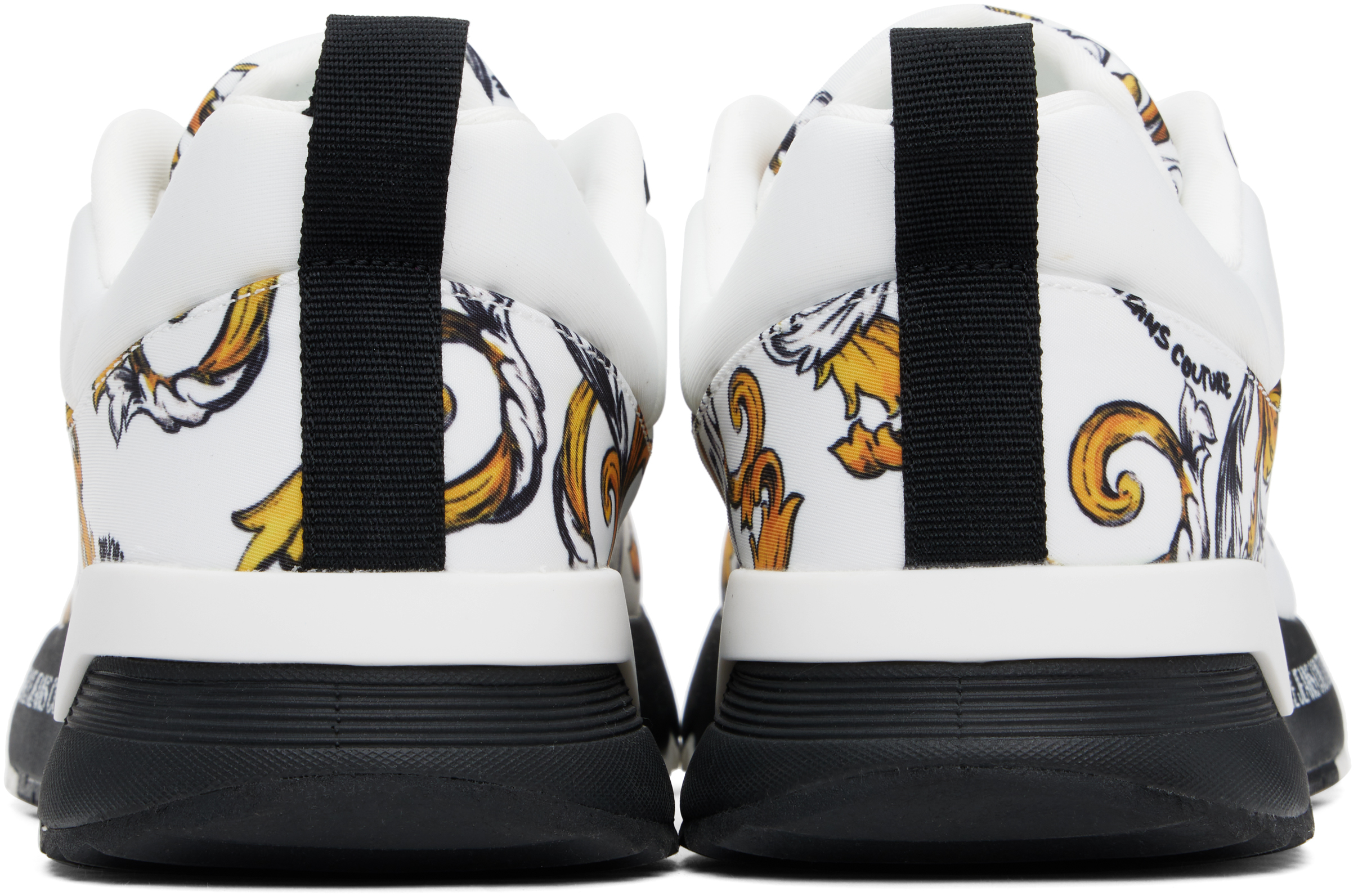 VERSACE JEANS COUTURE WHITE & GOLD OUTLINE BAROCCO DYNAMIC SNEAKERS 