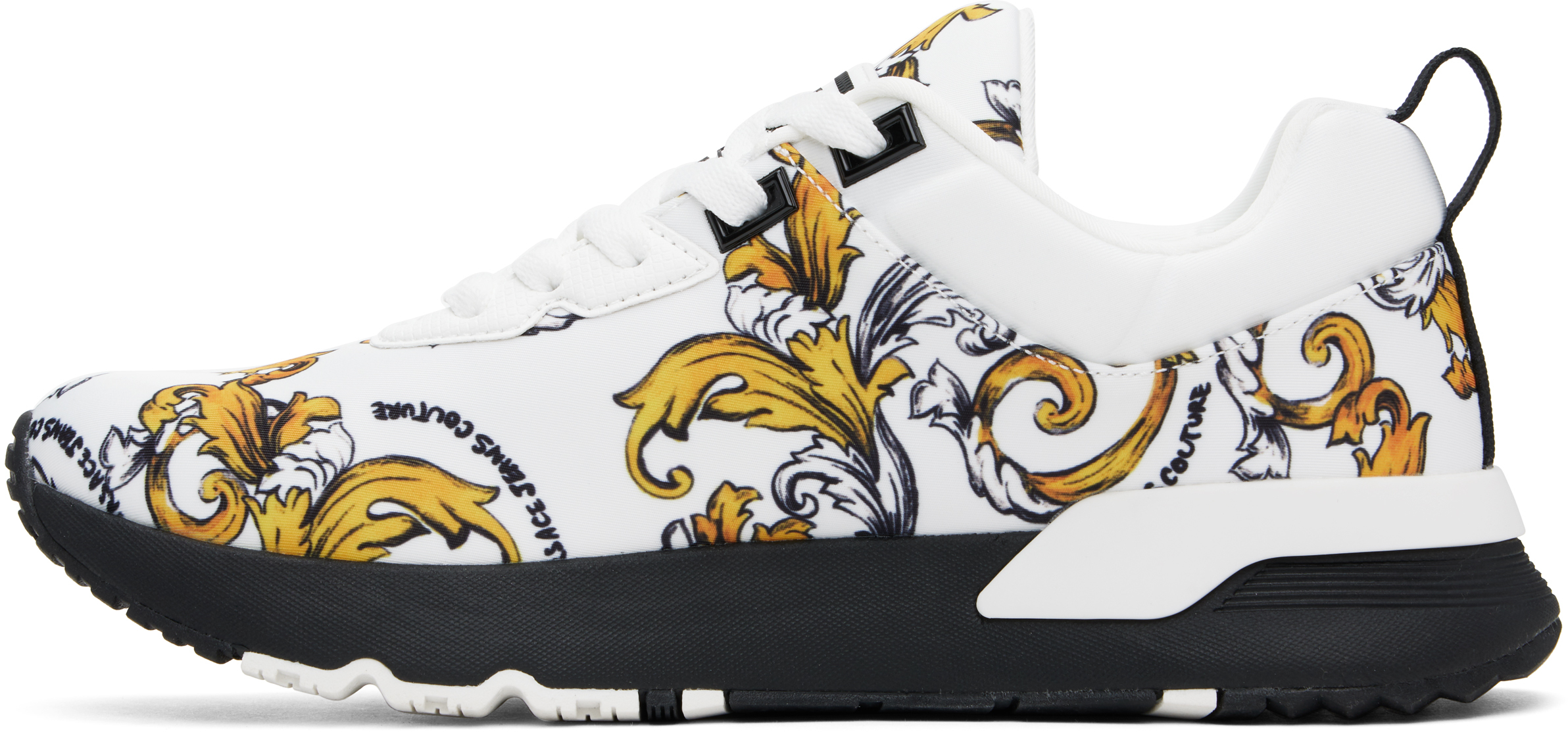 VERSACE JEANS COUTURE WHITE & GOLD OUTLINE BAROCCO DYNAMIC SNEAKERS 