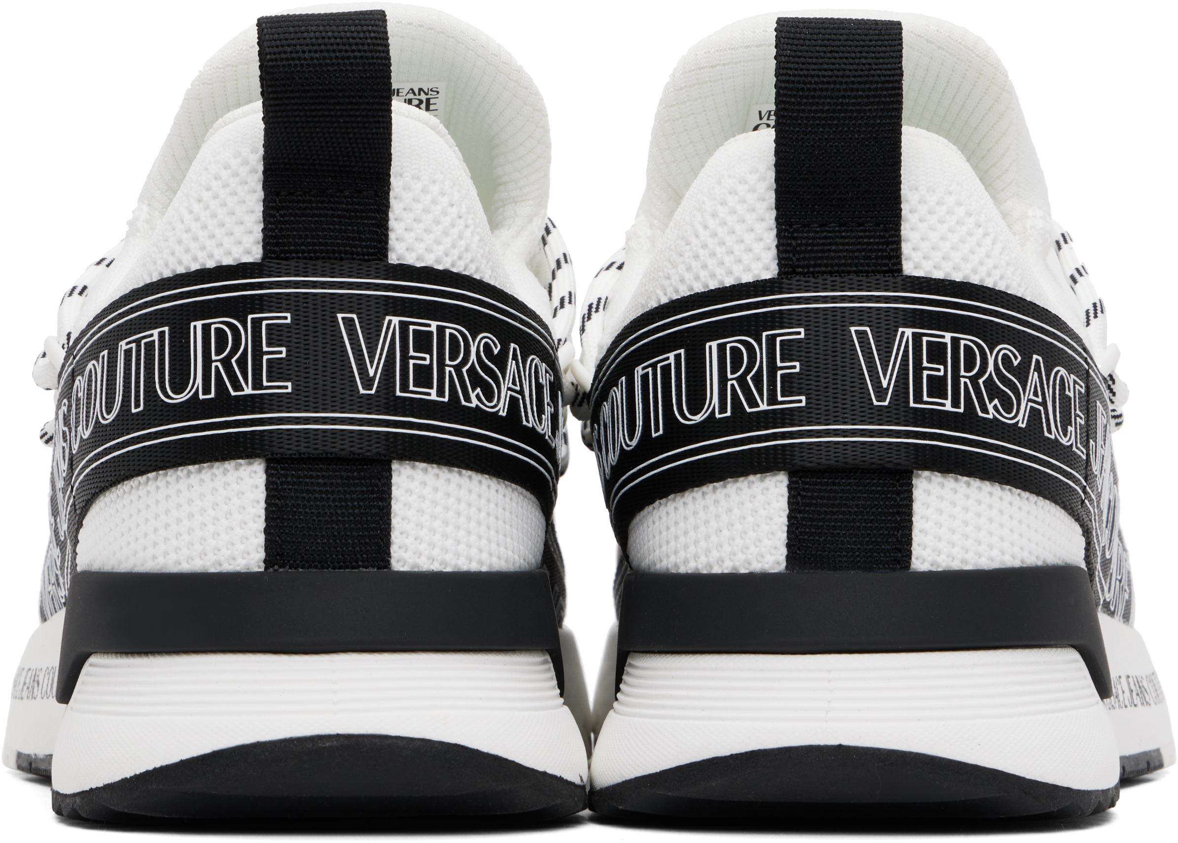 Shop Versace Jeans Couture White & Black Dynamic Logo Sneakers In El02-003+899