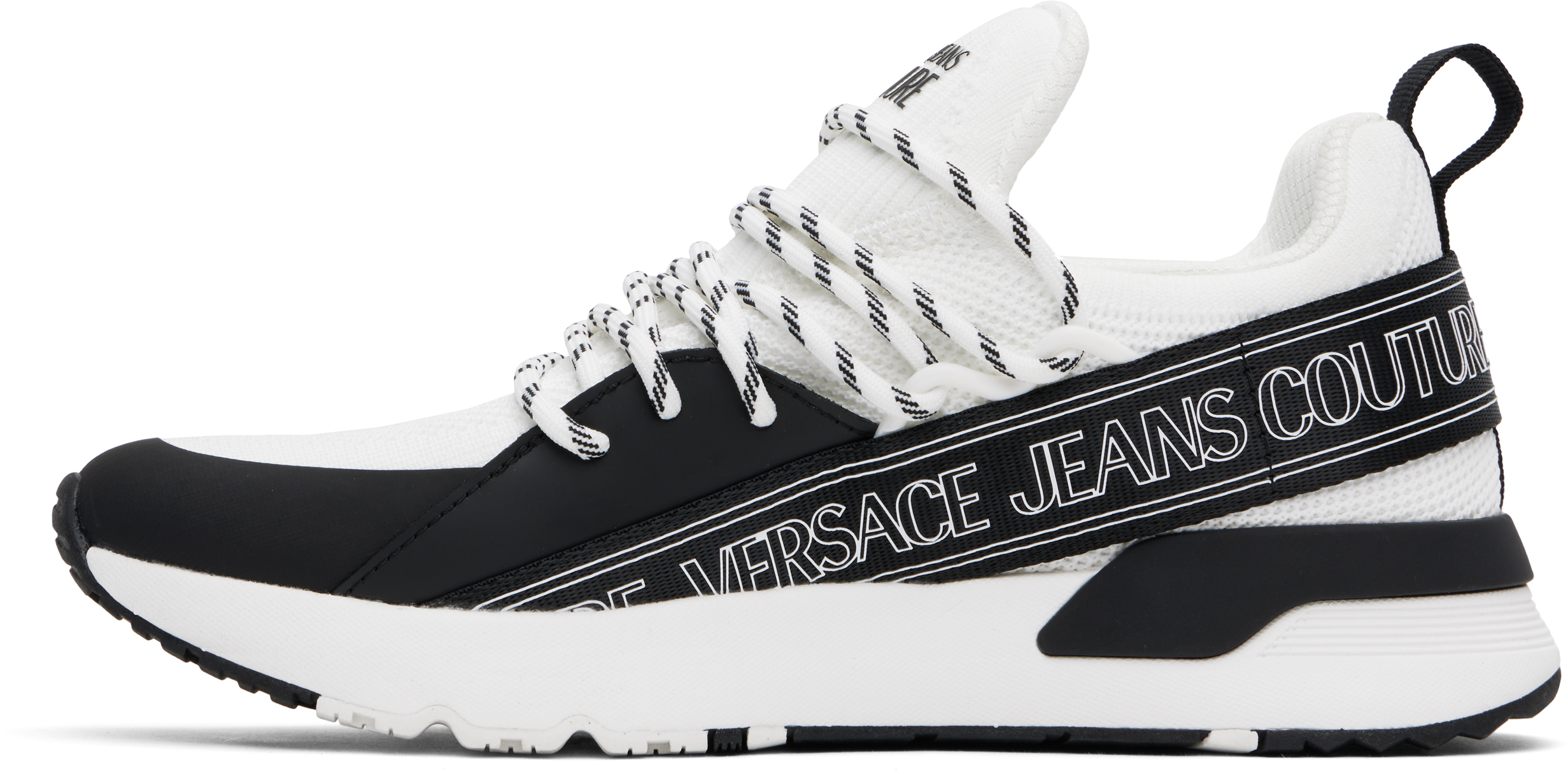 Shop Versace Jeans Couture White & Black Dynamic Logo Sneakers In El02-003+899