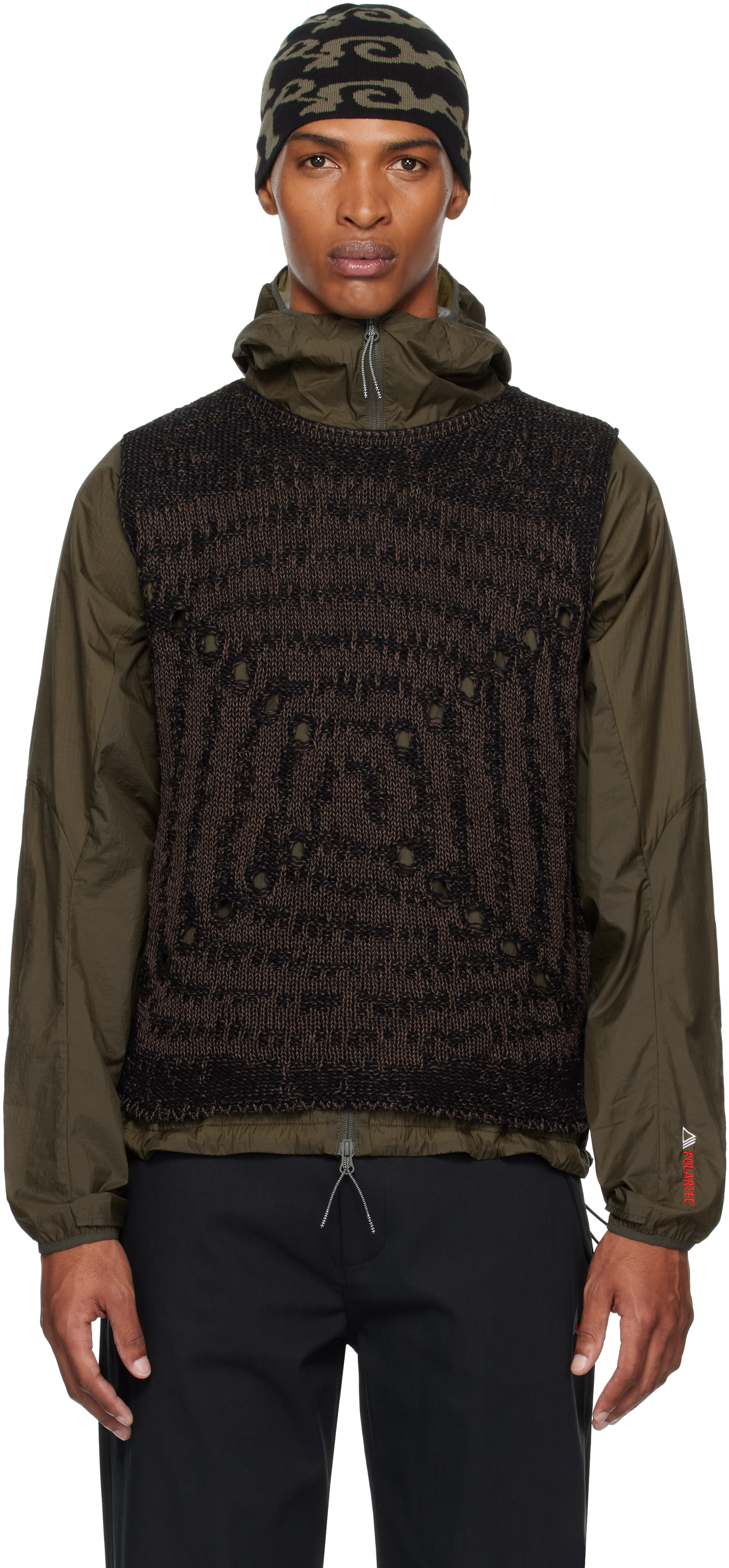 Black & Brown Vortex Crewneck Vest