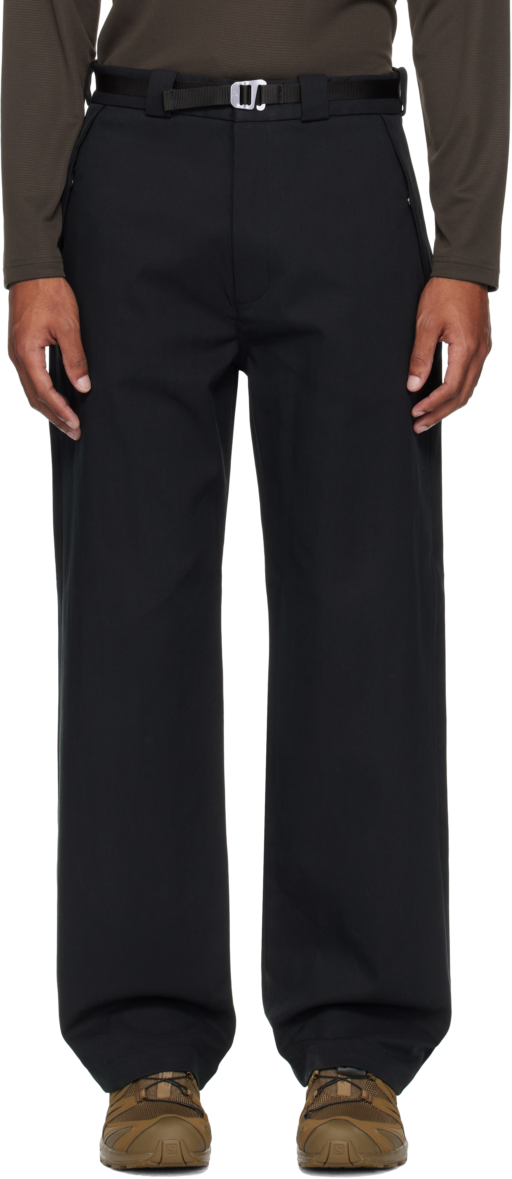 Black Buckle Chino Trousers