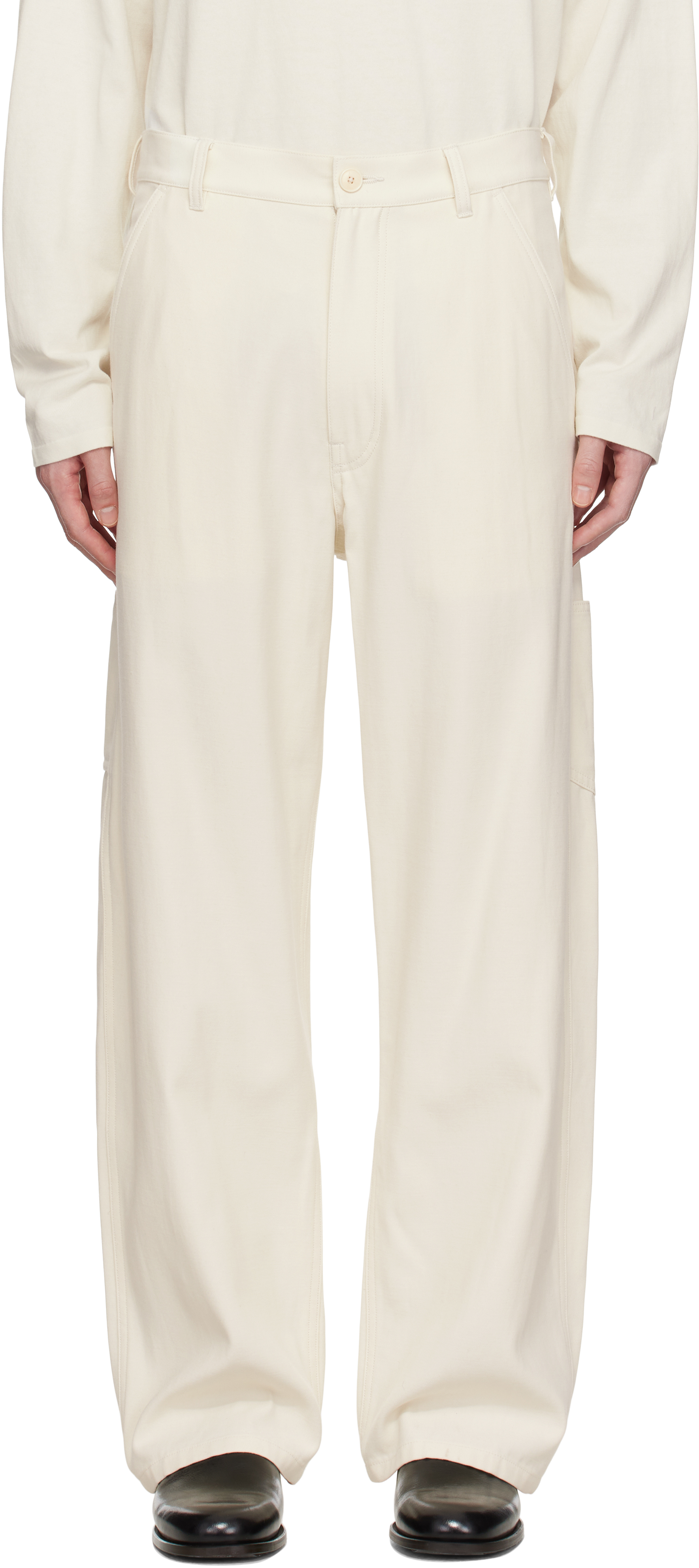 YLÈVE /VISCOSE COTTON PAINTER TROUSERS4 Namu Shop - Yleve Viscose Cotton Painter Pants - Charcoal Navy